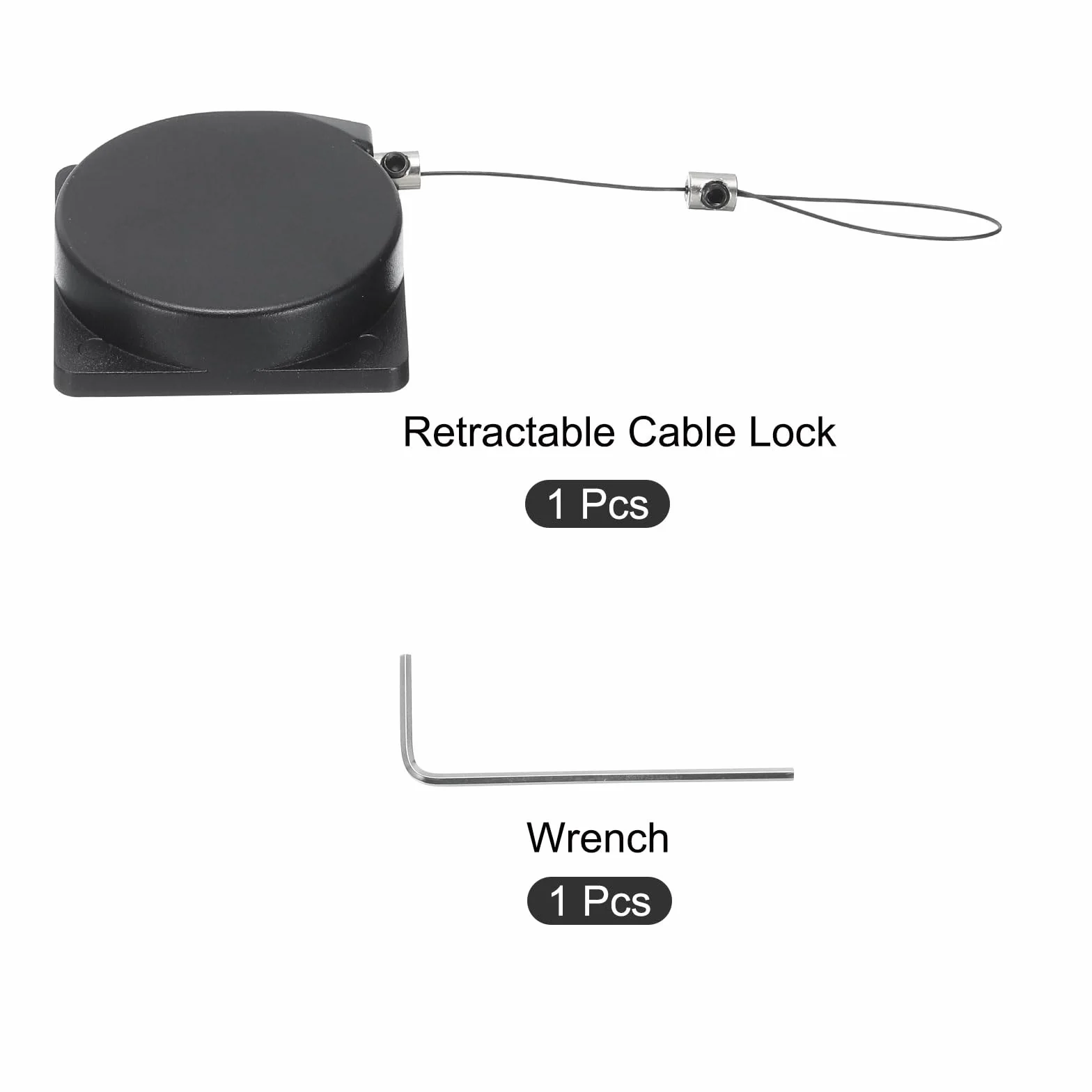 QUARKZMAN Cavo Sicurezza Retrattile Blocco, Corda Anti-Smarrimento Adesivo Doppia Faccia 1 Set Nero 39,37"