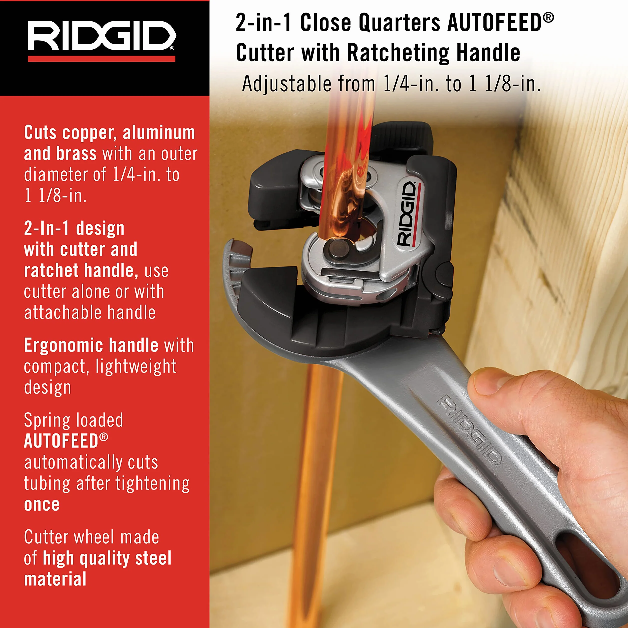 RIDGID 32573 Tagliatubi AUTOFEED 2-in-1 modello 118 6-28 mm con impugnatura a cricco