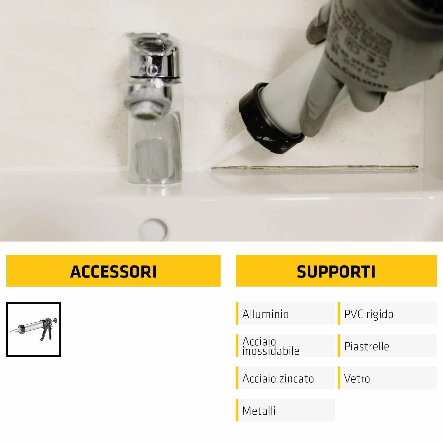 Sigillante siliconico universale SikaSeal-170 Bianco 300ml impermeabile antimuffa UV