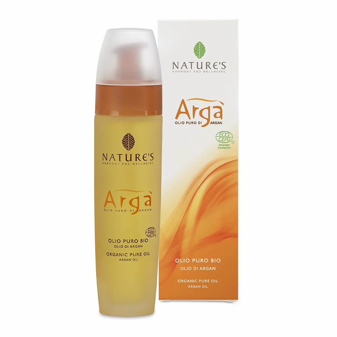NATURE'S Argà Olio Puro di Argan Bio, Corpo e Capelli, Certificato Ecocert Greenlife, Non Unge, Si Assorbe Velocemente, Profumo agrumato, 100 ml