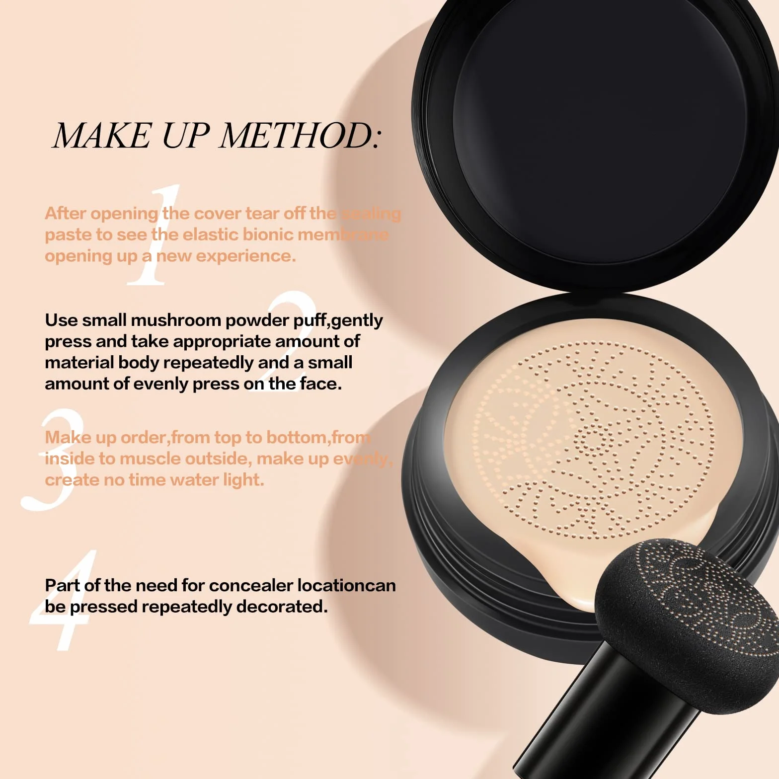 Fondotinta CC Crema con Fungo Testa D'aria Cuscino BB Crema Mushroom Head Air Cushion CC Cream per Trucco impeccabile, Anche Tonalità Della Pelle (Naturale)