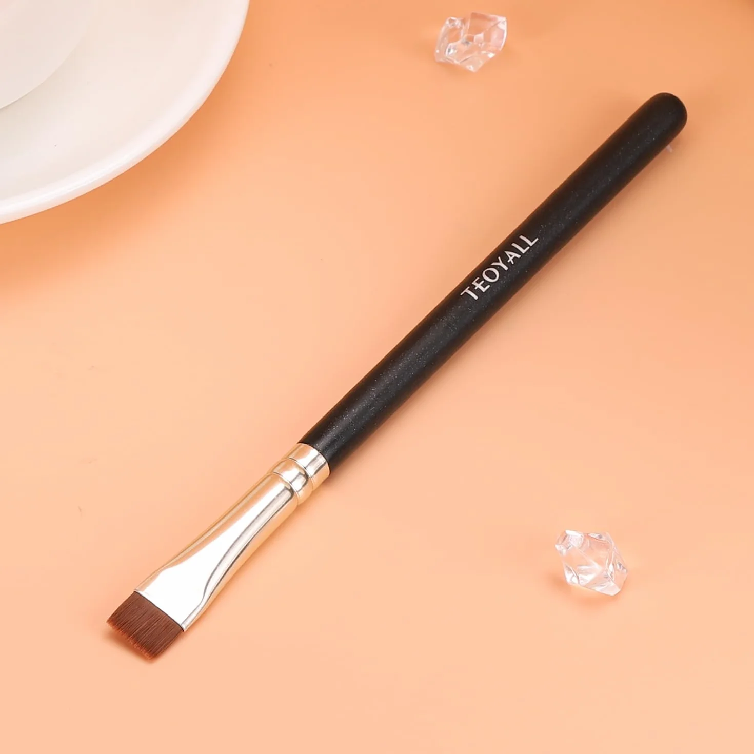 TEOYALL Pennello sottile e piatto per eyeliner, pennello preciso per definire le sopracciglia, pennello correttore per coprire le imperfezioni (pennello piatto multifunzionale)