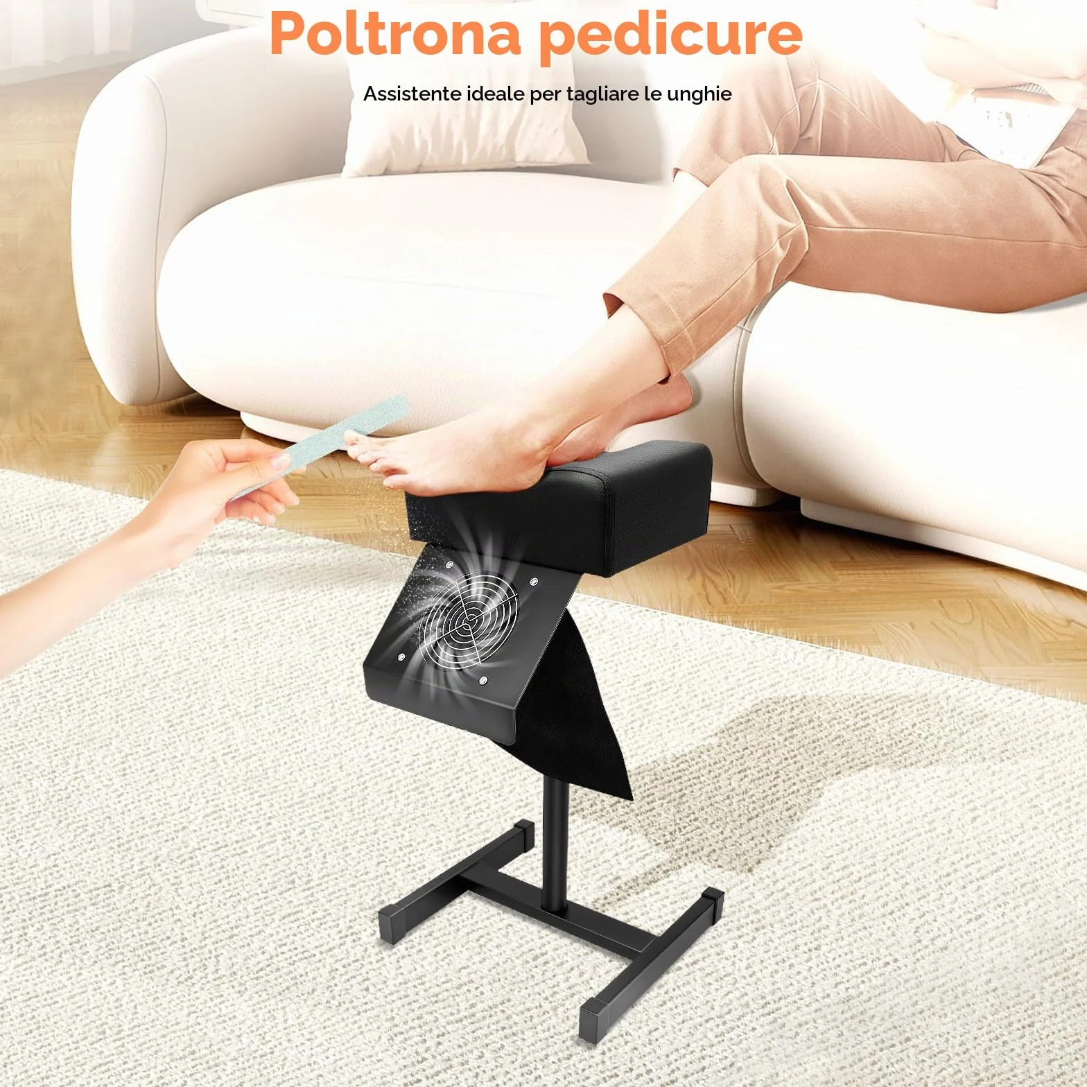 Poggia Piede Pedicure 2 in 1 Poggiapiedi Pedicure Manicure con Catturapolvere Portatile Sgabello per pedicure Sgabello Regolabile 48-68 cm Per La Cura Dei Piedi, Regolabile in Altezza
