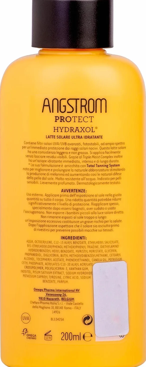 ANGSTROM Protect Latte Solare Corpo SPF 30, Azione Idratante e Duratura, Indicata per Pelli Sensibili, 200 ml