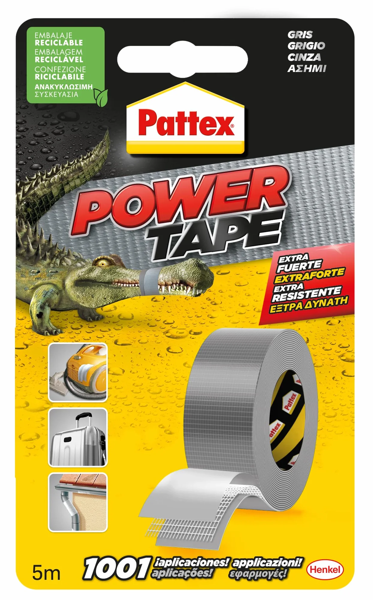 Pattex Power Tape Nastro Telato Americano Impermeabile 48mmx5m Grigio