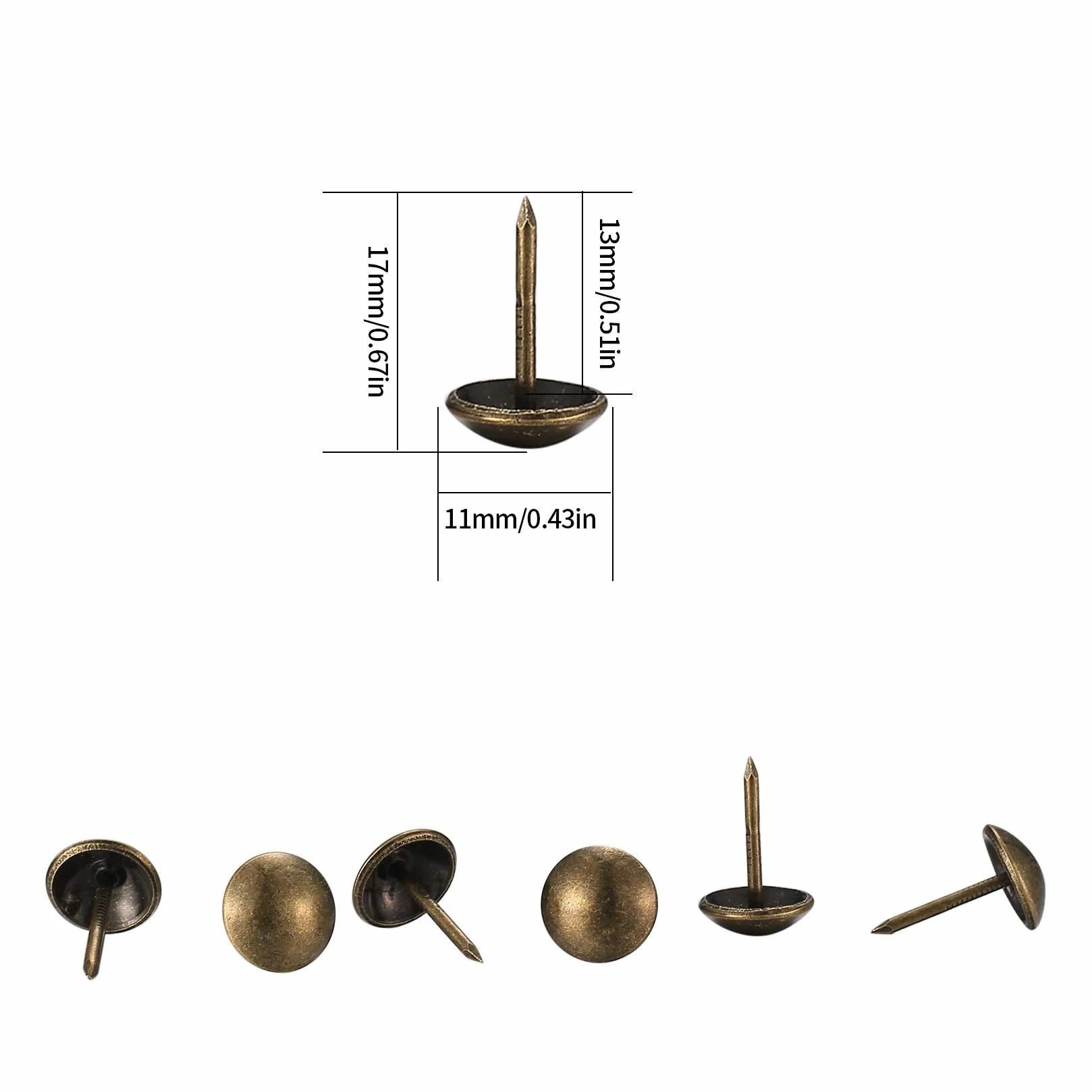 Pezzi Chiodini per Tappezzeria 11x17 mm Bronzo