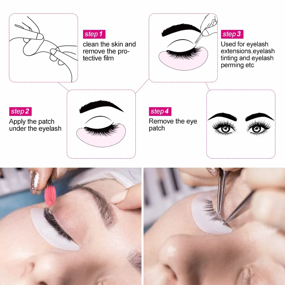 Lunamoon Cerotti Gel per Estensioni Ciglia 100 Paio Eye Pads Occhio Patch Extension Ciglia Pads Occhi da Ciglia Finte Eye Gel Patches for Eyelash Extension