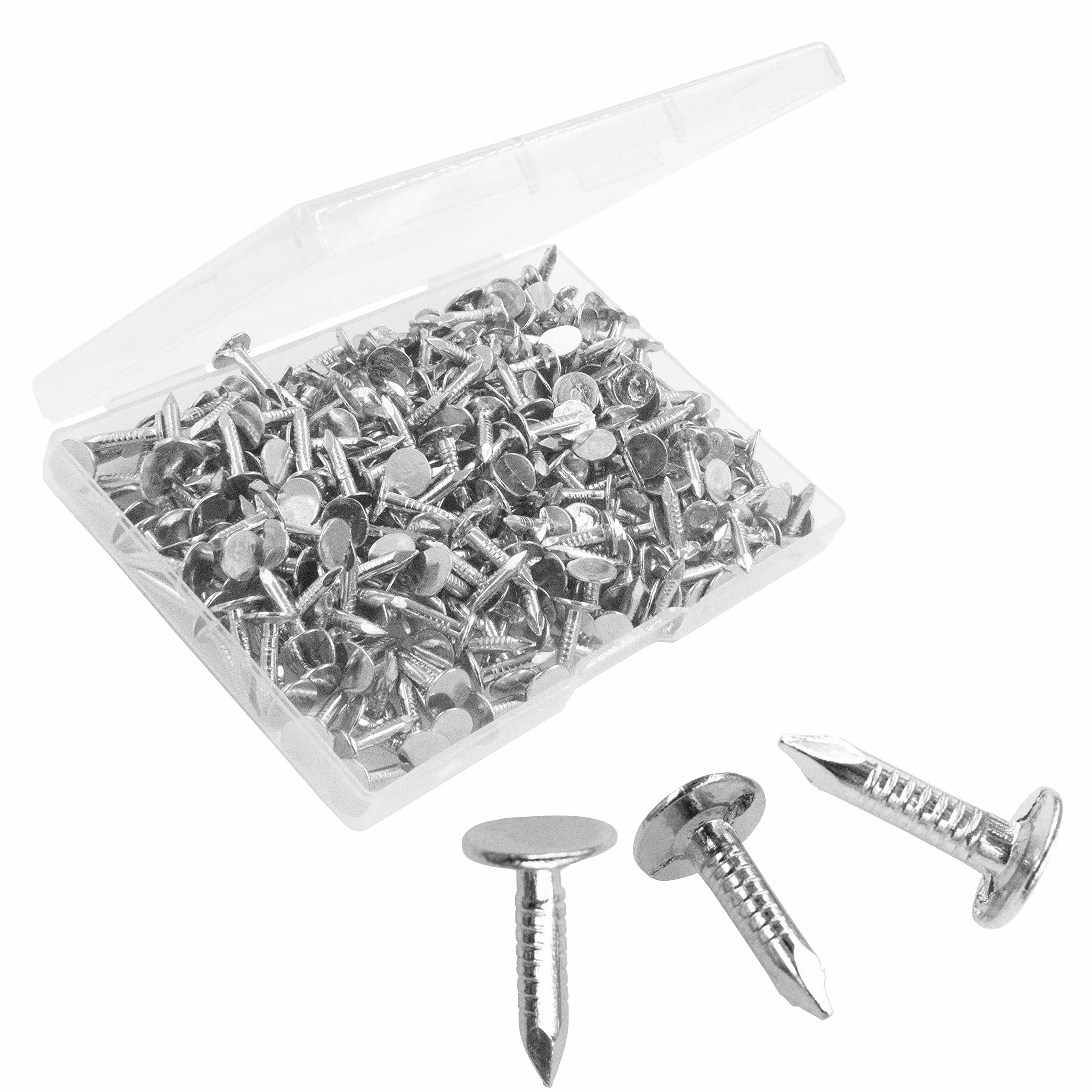 OMOTOOL Perni in acciaio per cartone tetto 2,8 x 15 mm 280 pezzi zincati testa piatta chiodi in feltro per tetto e pannelli in ardesia