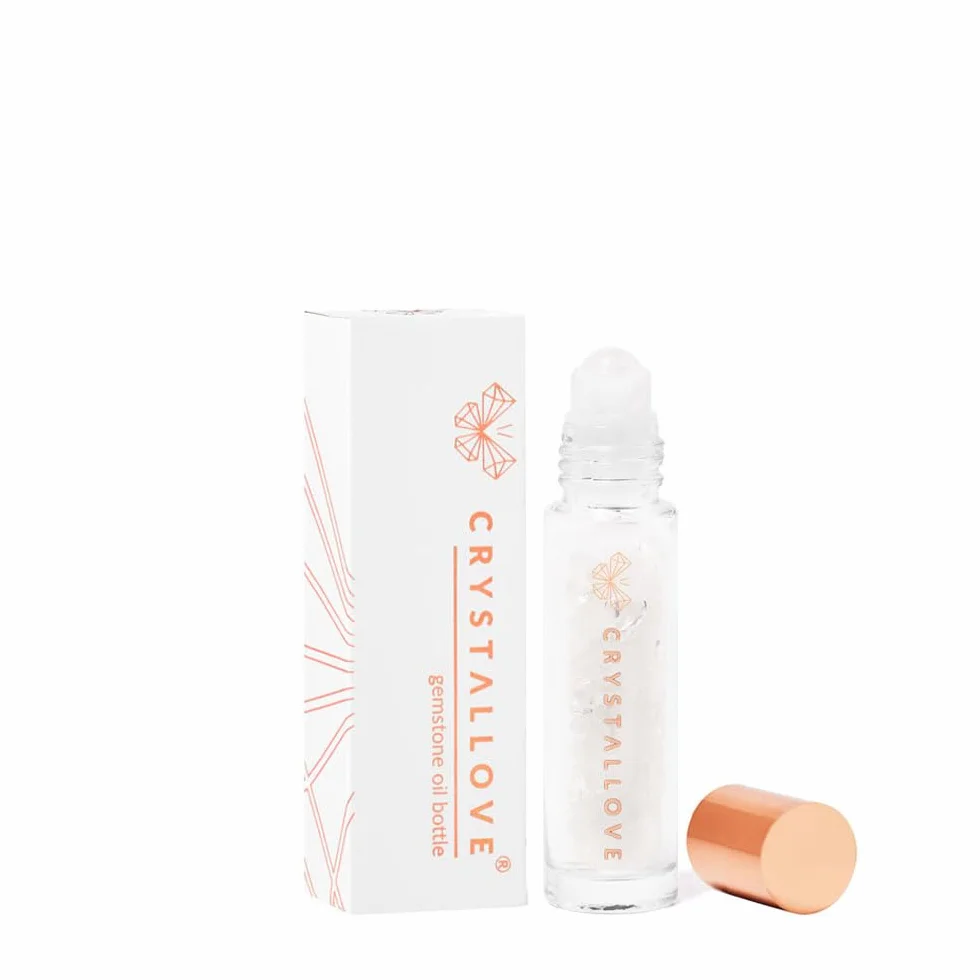 CRYSTALLOVE Oil Bottle 10 ml - Cristallo di rocca - Cristalli di olio Rollon per oli, profumi, cosmetici, massaggi - Bottiglie di vetro per oli essenziali - Roller - Roller di vetro ricaricabile