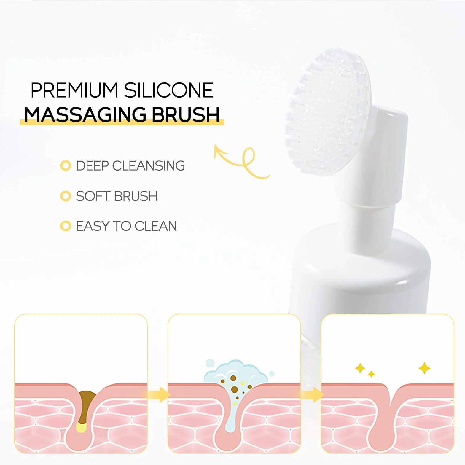 Detergente viso delicato in schiuma, detergente in schiuma di collagene, detergente quotidiano morbido per il viso, con pennello, lenitivo e idratante, per la cura della pelle, controllo dell'olio,
