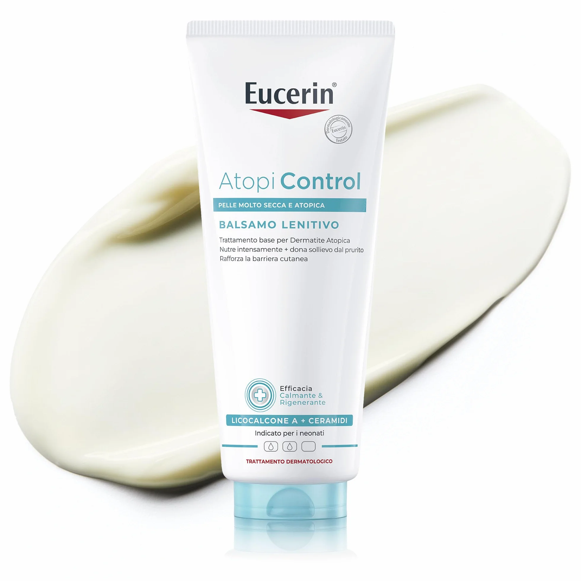 Eucerin Atopi Control Balsamo Corpo Lenitivo 400 ml, Crema dermatite atopica quotidiana dalla texture leggera, Crema idratante corpo con Ceramidi per pelle secca, irritata e atopica