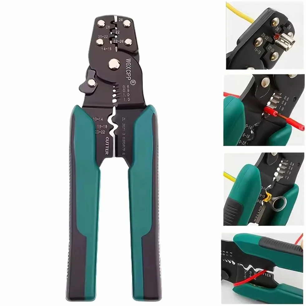 Pinza Crimpatrice per Connettori Elettrici, Attrezzo Crimpare Capicorda, Strumento Manutenzione Elettricista