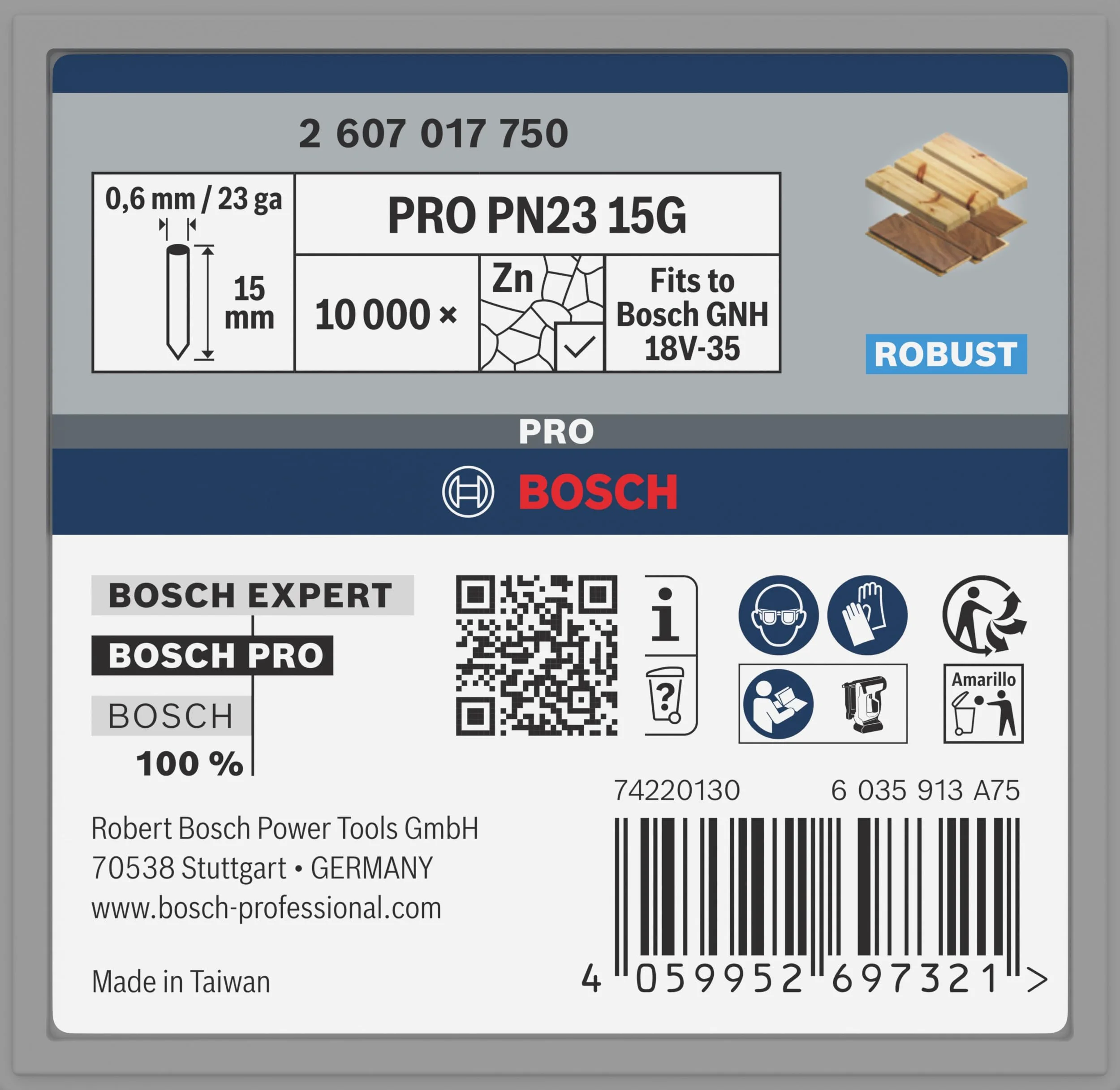 Bosch Chiodo PRO PN23 G 0,65/23 g zincato 15 mm Professional