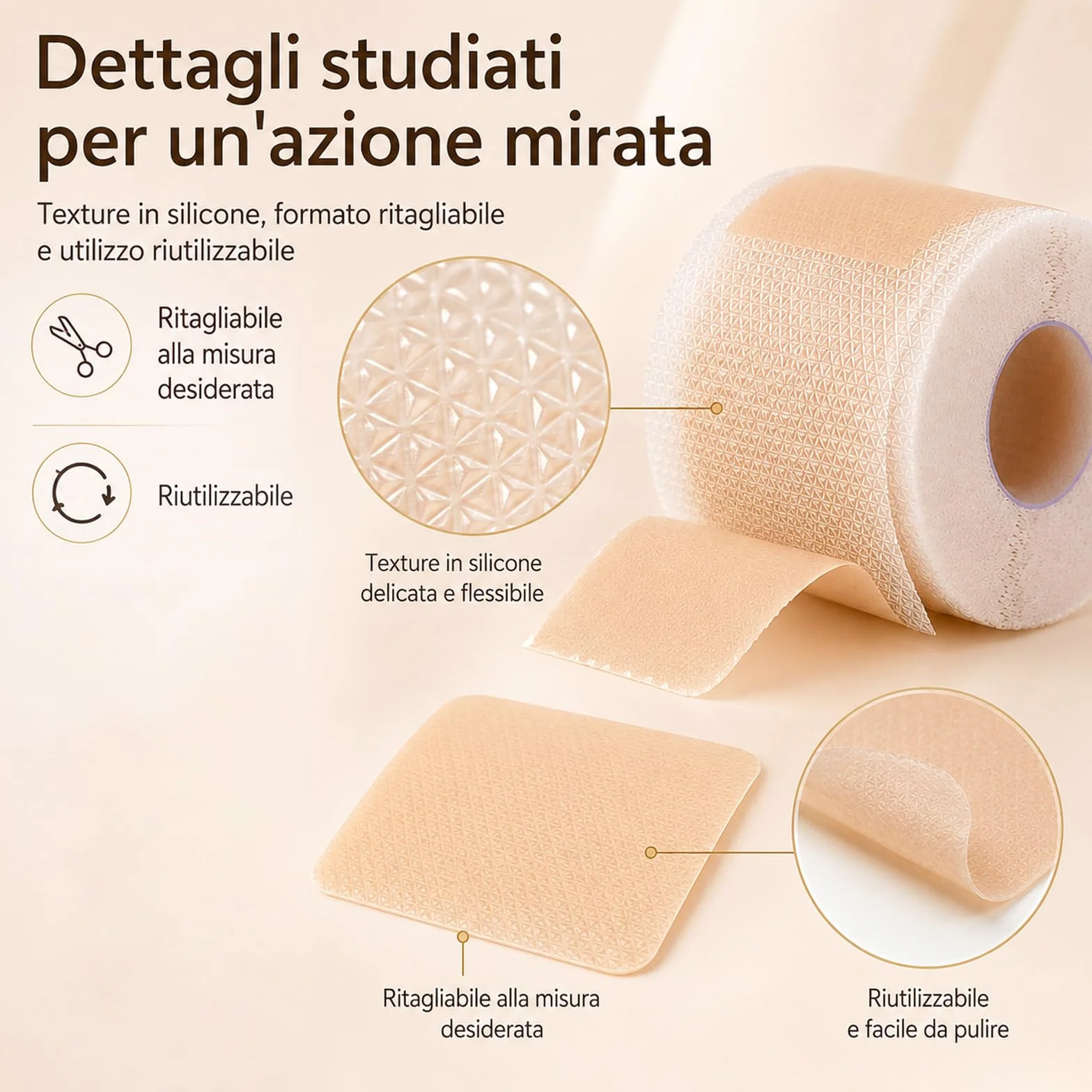 Nuvee Patch Antirughe in Silicone – Trattamento Viso, Collo e Décolleté, Idratante, Levigante, Riutilizzabile, per Rughe e Linee Sottili