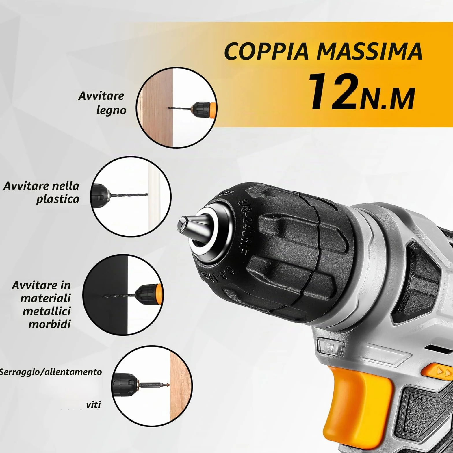 DEKO Cassetta Attrezzi Completa 126 Pezzi Trapano Avvitatore 8V Valigetta