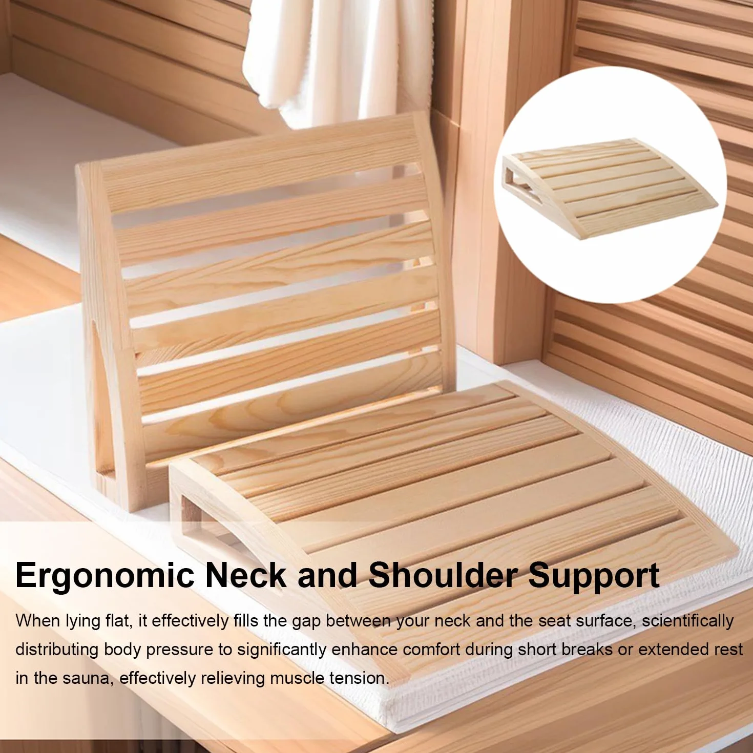 Poggiatesta sauna in legno 2 pezzi cuscino ergonomico per sauna