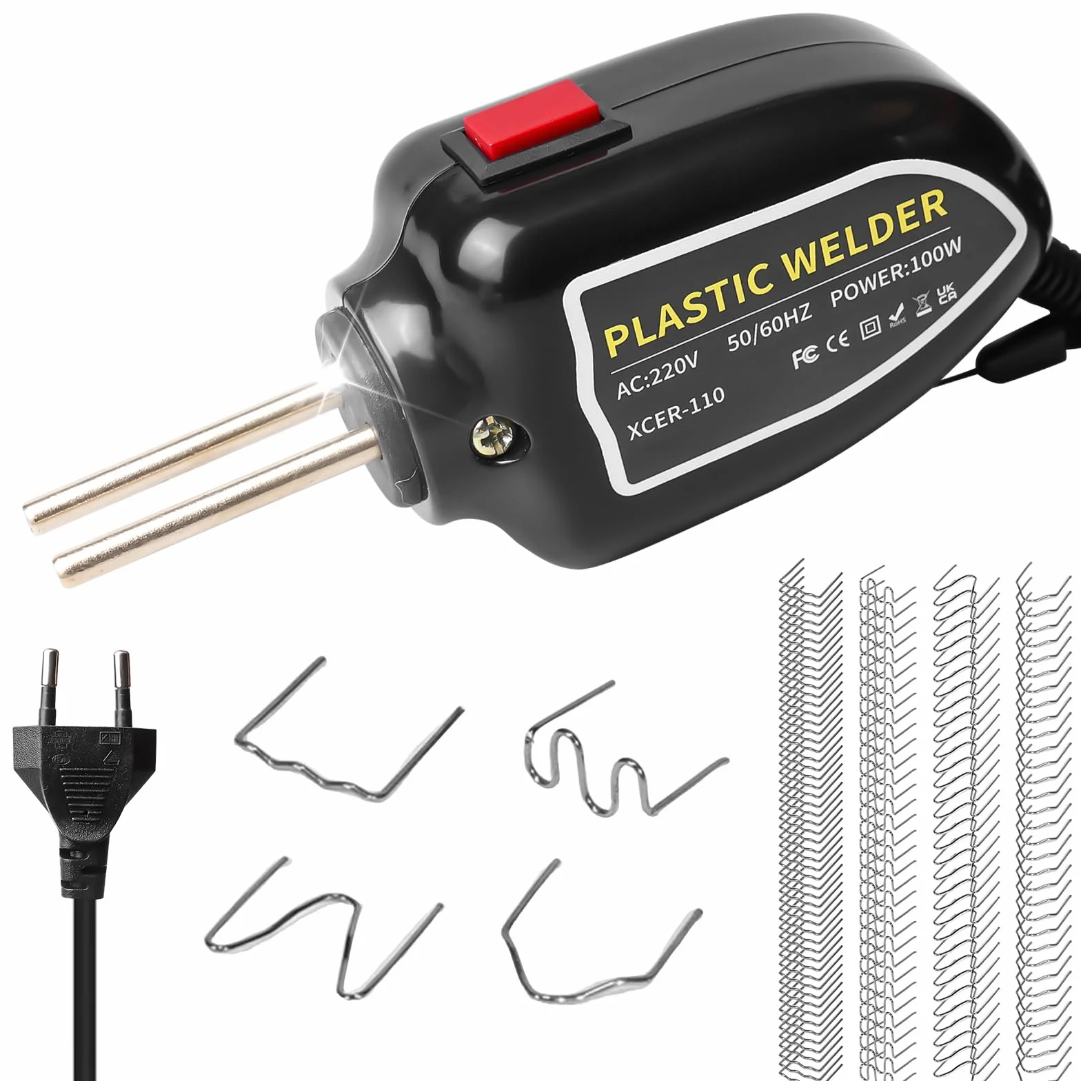 Saldatrice in plastica 100 W set riparazione paraurti 200 pezzi 4 tipi 500 °C