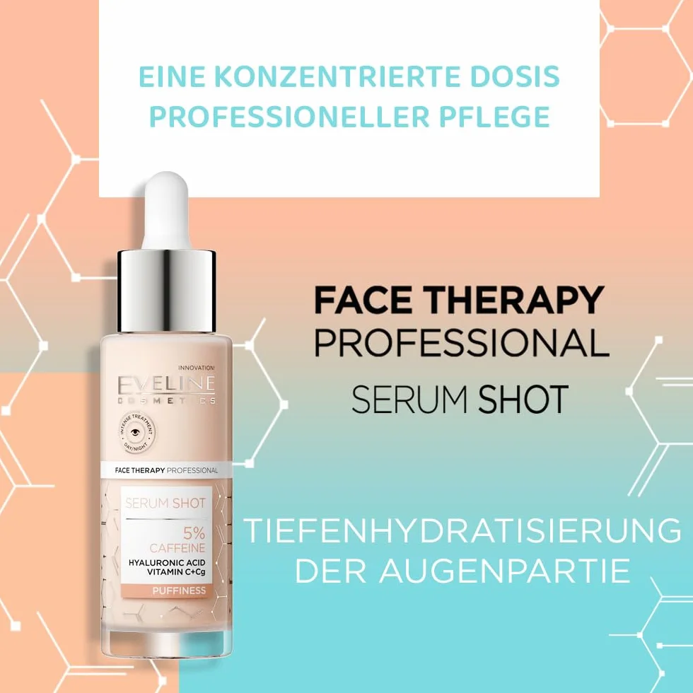 Eveline Cosmetics Face Therapy Professional Siero Occhi con 5% Caffeina - Trattamento Anti-Fatica & Anti-Età per Occhiaie, Gonfiore & Rughe, Formula Idratante & Illuminante