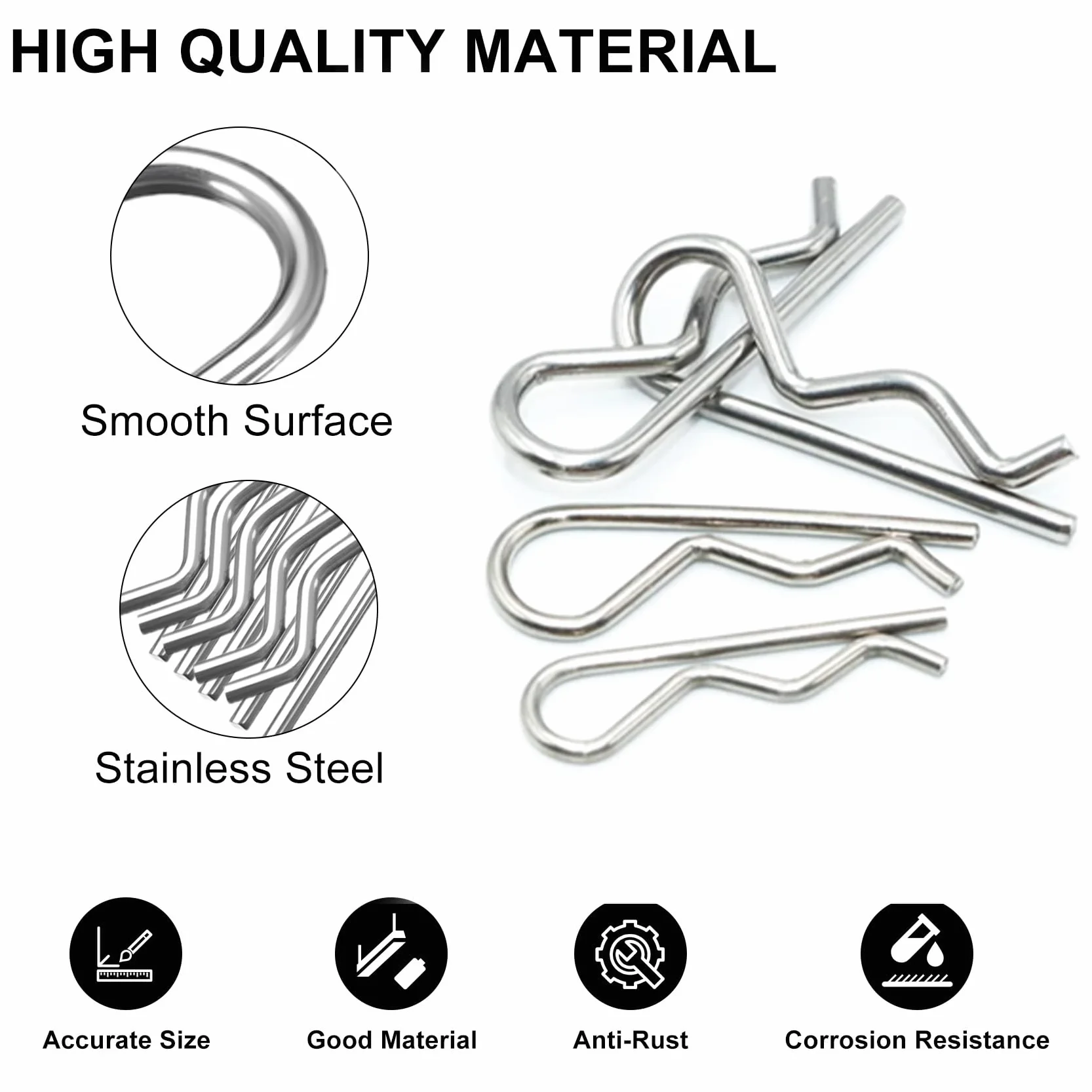 Coppiglia a molla doppia in acciaio inox 1,8 mm x 35 mm 30 pezzi assortimento