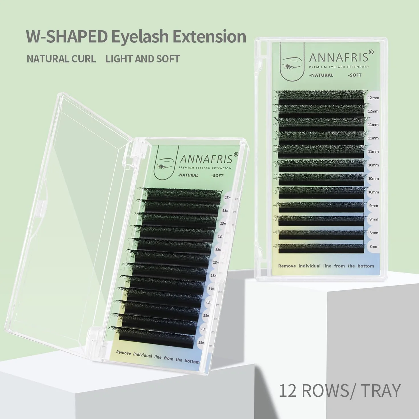3D W estensione delle ciglia Premade volume Ventole Ciglia Finte Lash 0.07 C Curl 8-12mm Mix Naturali Eyelash extension ciglia Forniture (MIX 8-12mm, 3D-W 0.07-C Curl)