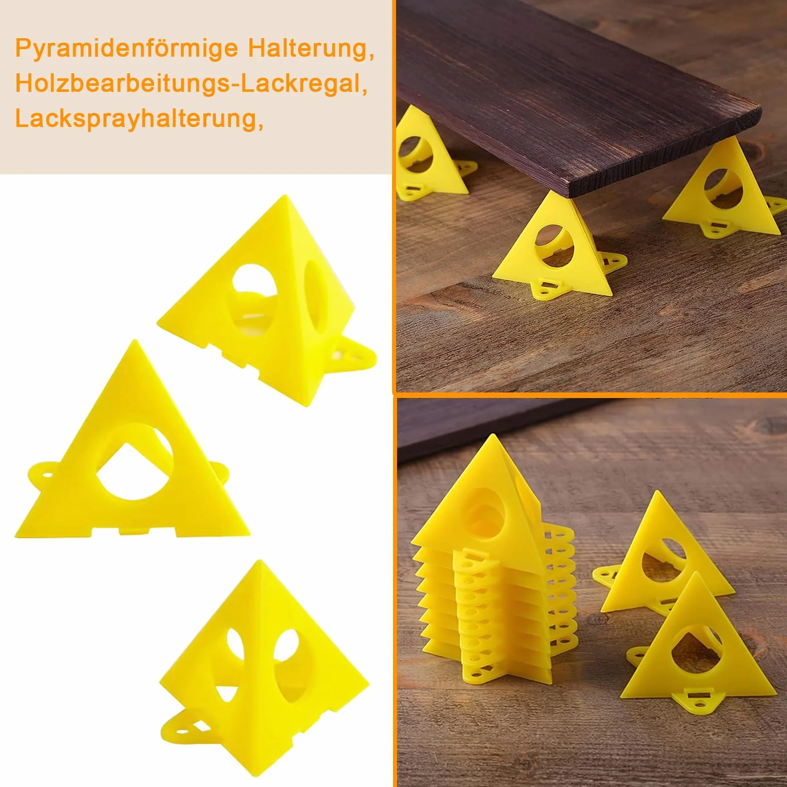 Supporti a Piramide per Pittore 40 Pezzi Giallo Cono Tela Triangolo di Vernice Alzateper Ante Supporto Pittura Perforata Legno Mobili Stand Porta Dell'armadio