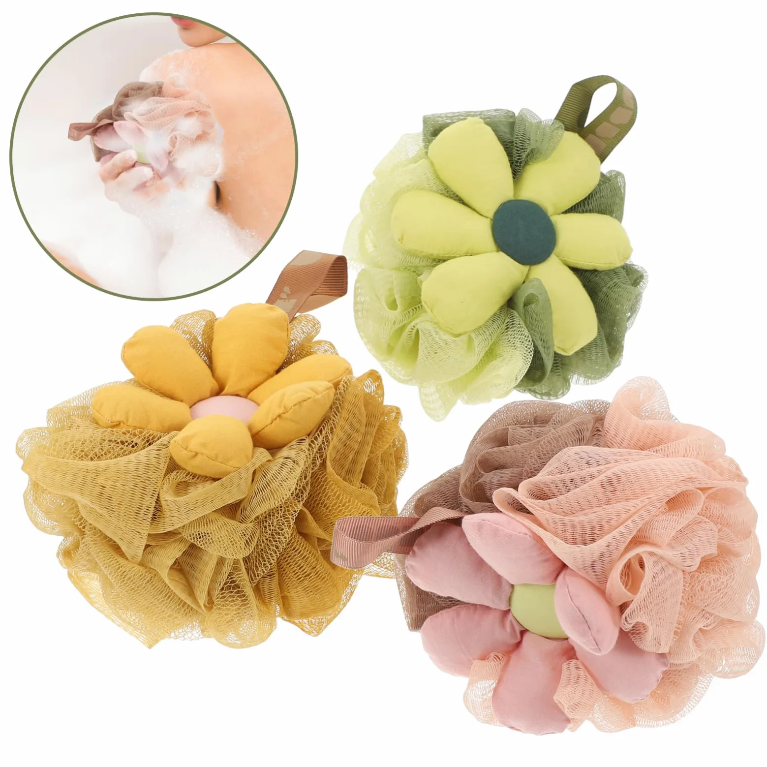 minkissy 9pezzi Spugna Da Bagno Esfoliante Loofah Per Doccia Di Fiori Colorati Materiale Pe Morbido e Resistente Per Adulti e Facile Da Usare e Manutenere
