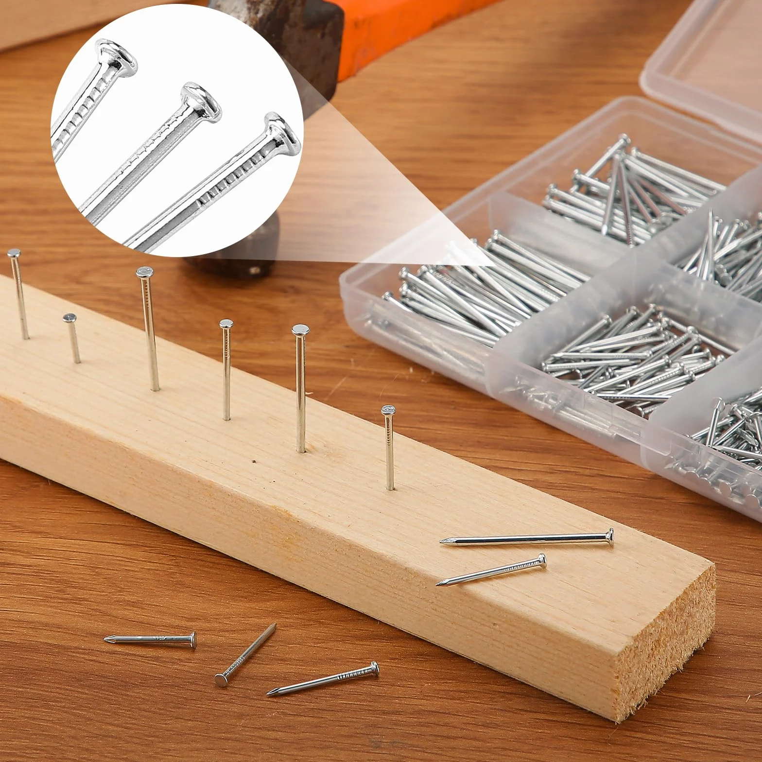 Assortimento di Chiodi 900 Pezzi per Muro, Appendere Quadri, Lavorazione Legno, Cartongesso e Pino