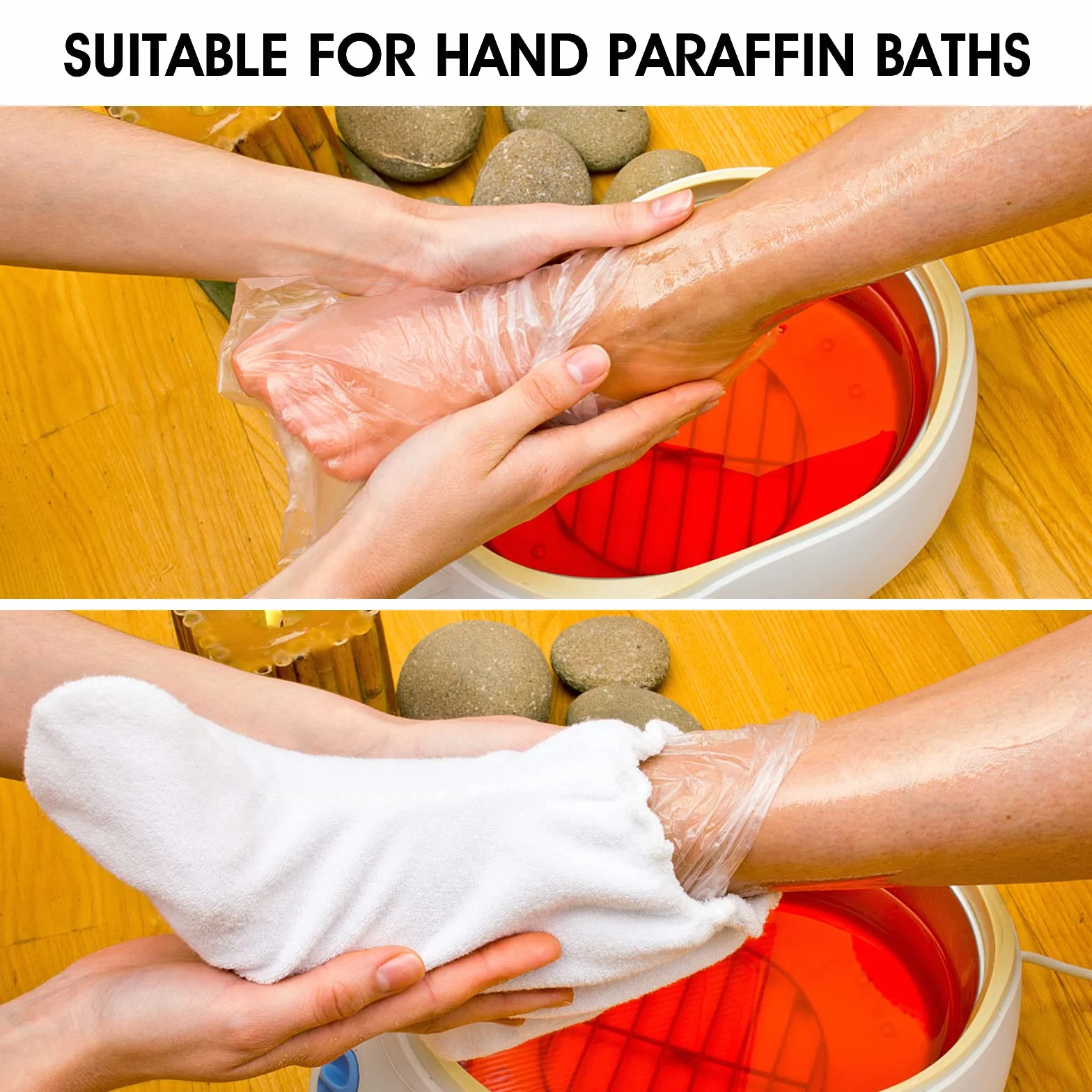 Abeillo 200 Pezzi Maschera Piedi in Paraffina, Copri Piedi in PE per Bagno di Paraffina, Fodera per Piedi in Paraffina per Salone di Piedi