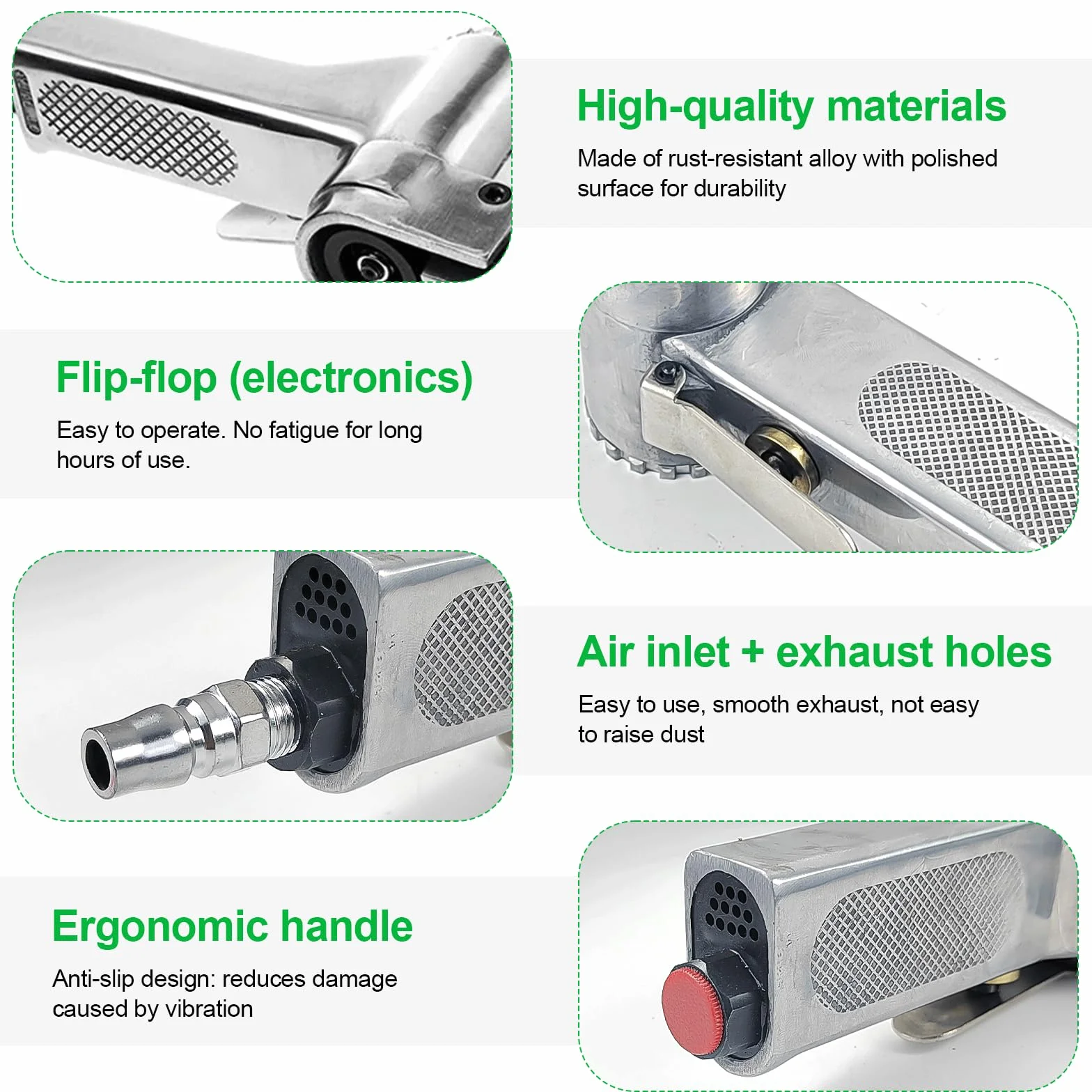 Smerigliatrice pneumatica a nastro levigatrice per dita 360° girevole per levigatura affilatura rimozione ruggine argento
