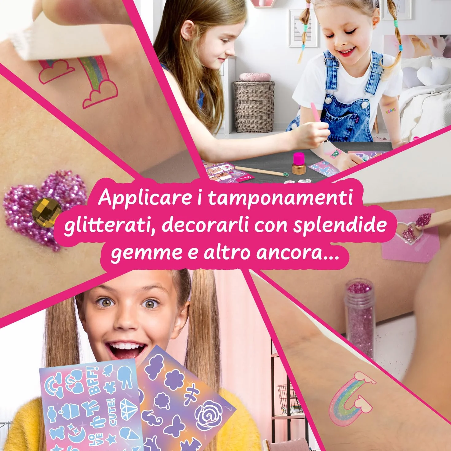 Science4you Tatuaggi Glitter per Bambini di 5 6 7 8 9+ Anni – Kit di Tatuaggi Temporanei Glitterati per Bambini con più di 70 Adesivi di Bellezza, Regalo perfetto per le Ragazze di 5 6 7 8 9+