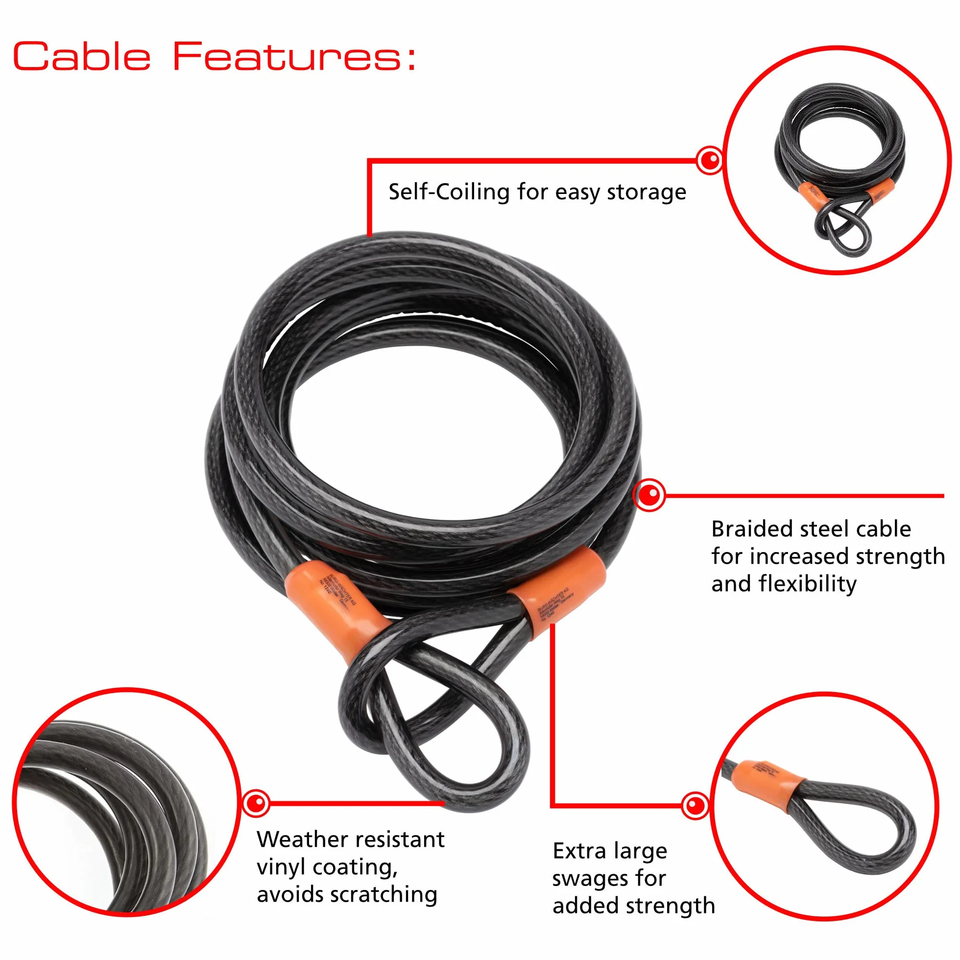 Sterling 124C Cavo di sicurezza a doppio giro rivestito in vinile autoavvolgente 12 mm x 4,5 m