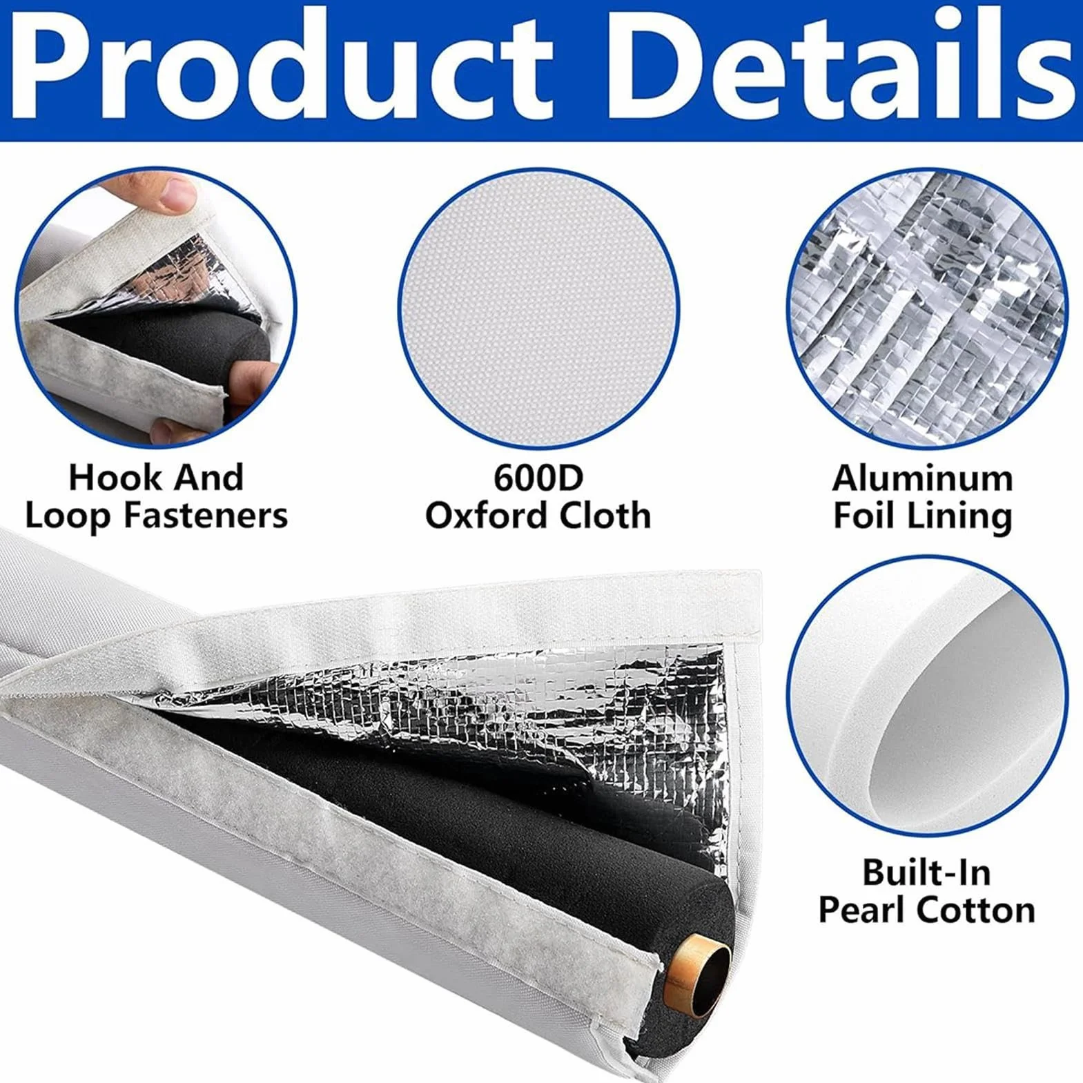 Copertura Isolante Per Tubi Rame Climatizzazione 183 x 26 cm Manicotto 3 Strati Protezione UV Idrorepellente