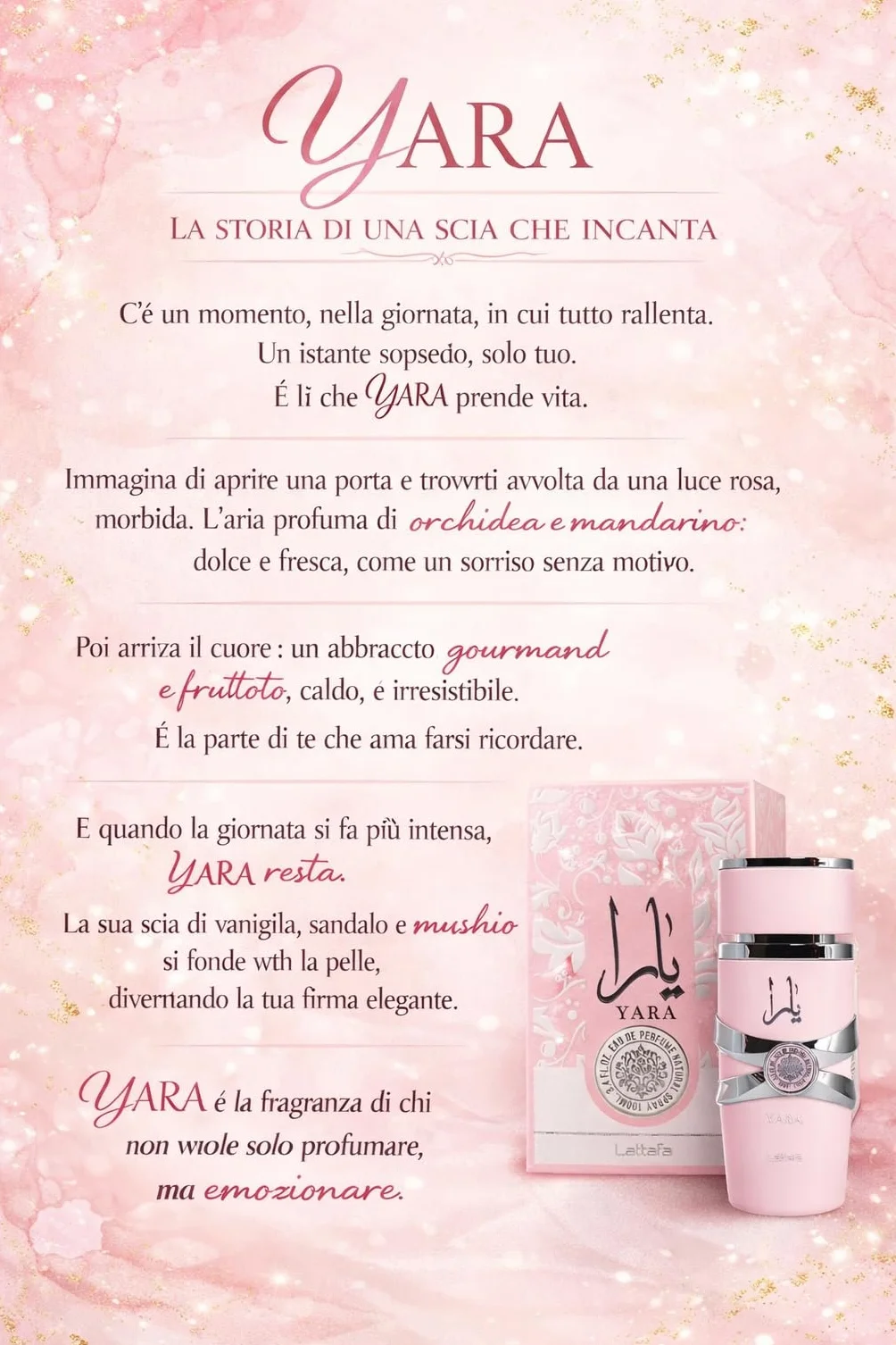 YARA Set Profumo Donna 100ml + Olio Concentrato Roll-on 10ml Lunga Persistenza