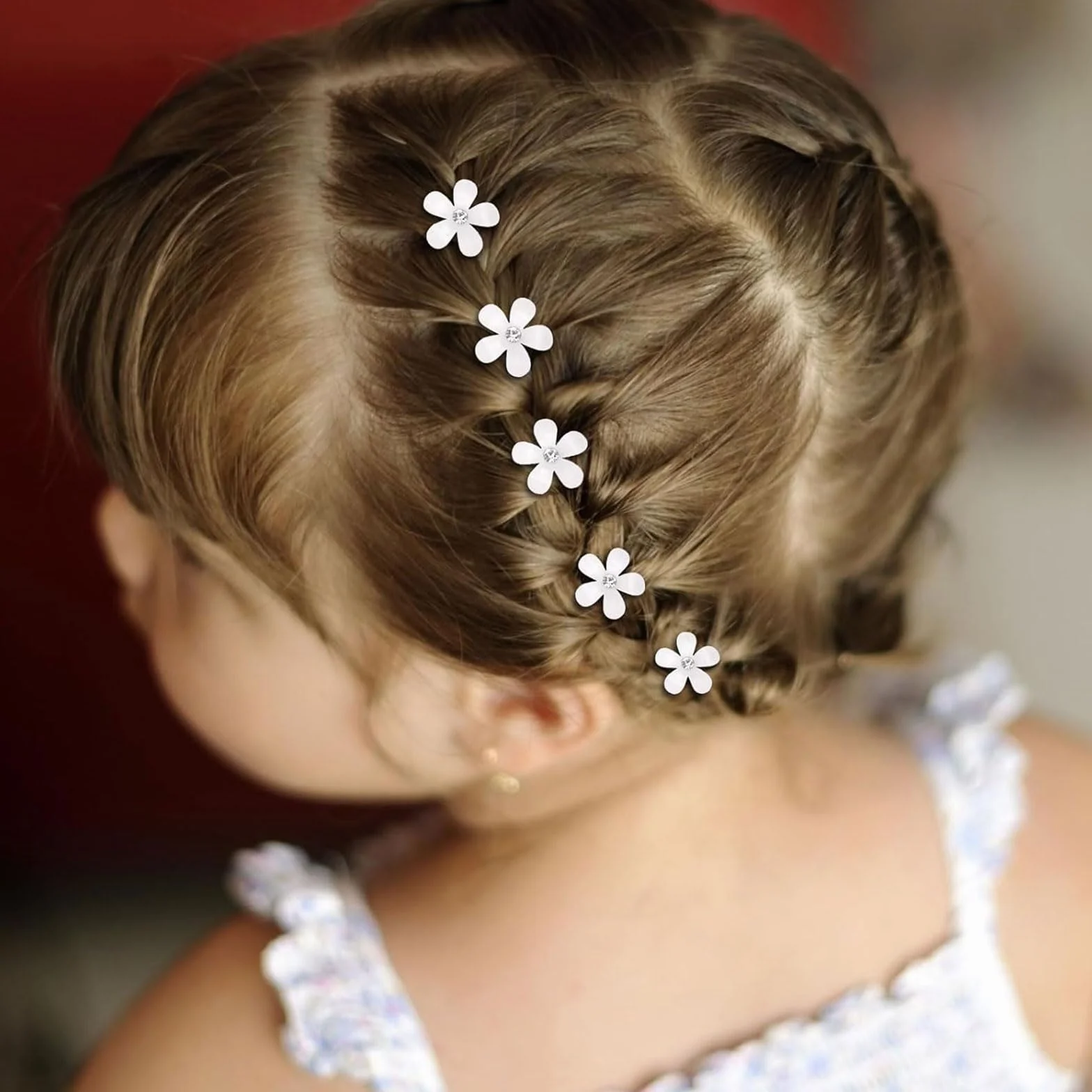 Mezrkuwr 10 Mini Fermagli per Capelli Bianchi con Strass - Graziosi Accessori Decorativi per Acconciature da Sposa - Forcine Floreali