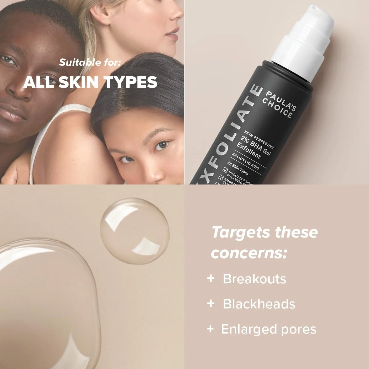 Paula’s Choice SKIN PERFECTING 2% BHA Esfoliante Gel - Leggero & Che Non Appiccica - Peeling Viso Combatte i Brufoli e i Punti Neri - con Acido Salicilico - Tutti i Tipi di Pelle - 100 ml
