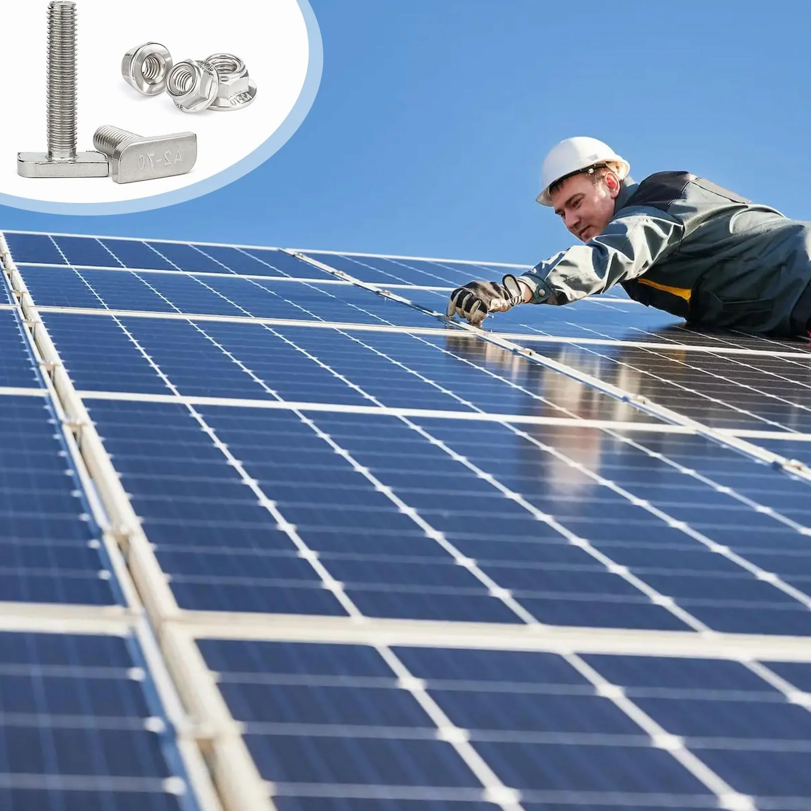Viti a testa martello M10 x 25 mm acciaio inox per serra solare fotovoltaico