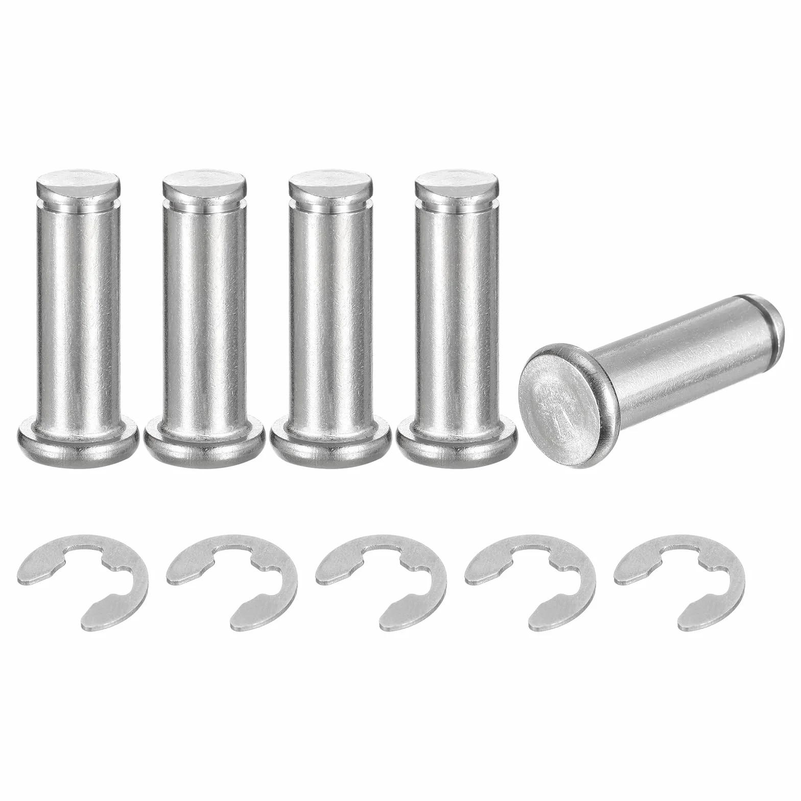 QUARKZMAN 5Set M10x30mm Perno Posizionamento Cilindrico Acciaio Inossidabile 304, Testa Piatta con Ring Fissaggio, Argento