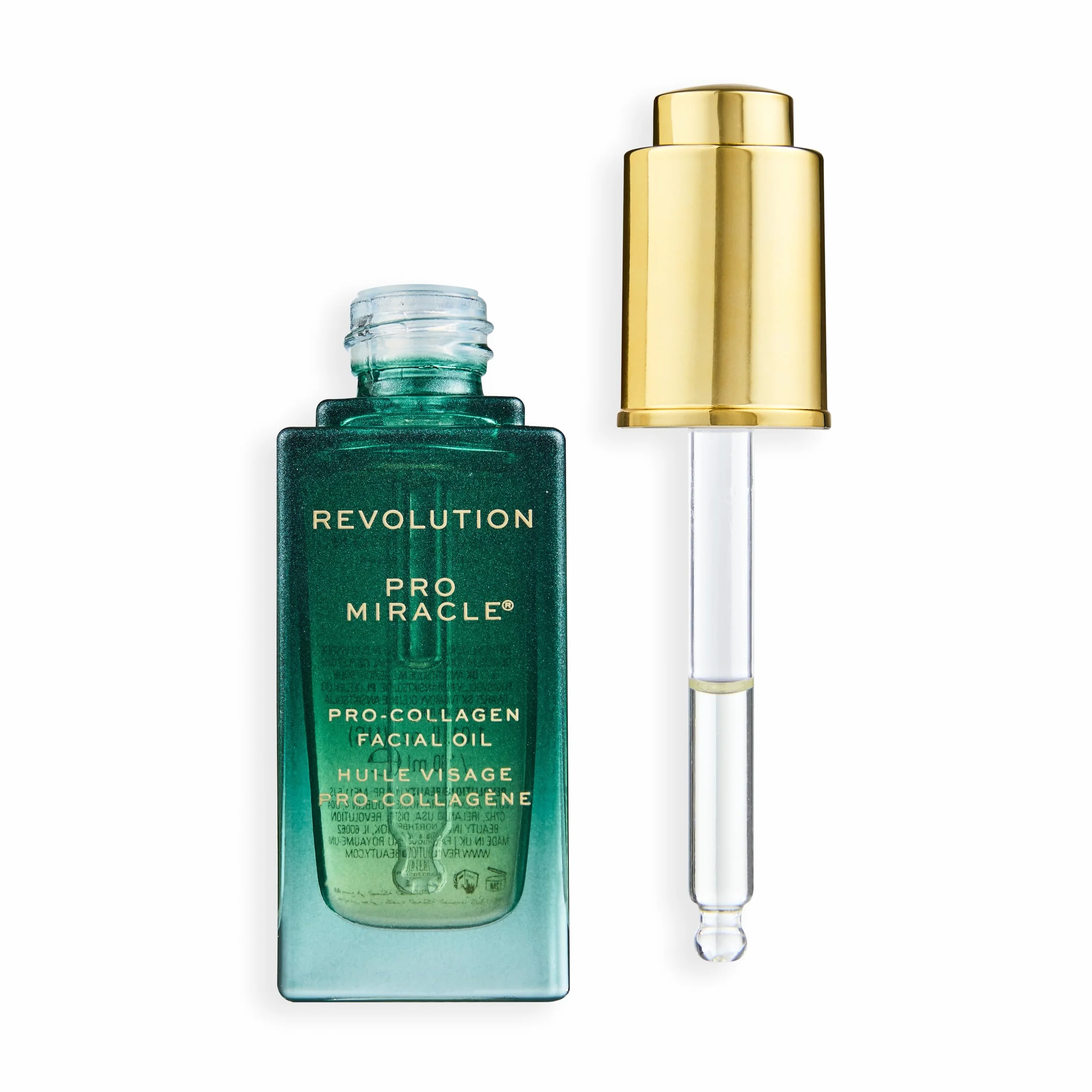 Revolution Miracle Olio Viso Vegano al Pro-Collagene, Leggero, Migliora l’Eelasticità della Pelle, Leviga Linee e Rughe, 30 ml