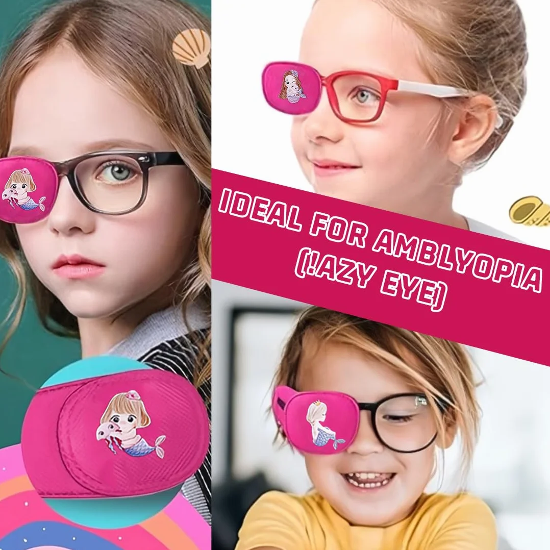 6 pezzi di benda occhio pigro bambini per occhiali, riutilizzabili bende oculari per bambini, adatti per l'occhio destro (per il trattamento di occhio pigro, ambliopia, strabismo, ecc.).