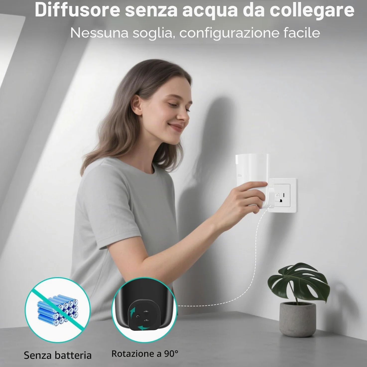 Diffusore di Oli Essenziali Senza Acqua, Controllo Intelligente Via App Bluetooth, Copertura Fino a 500 Piedi Quadrati