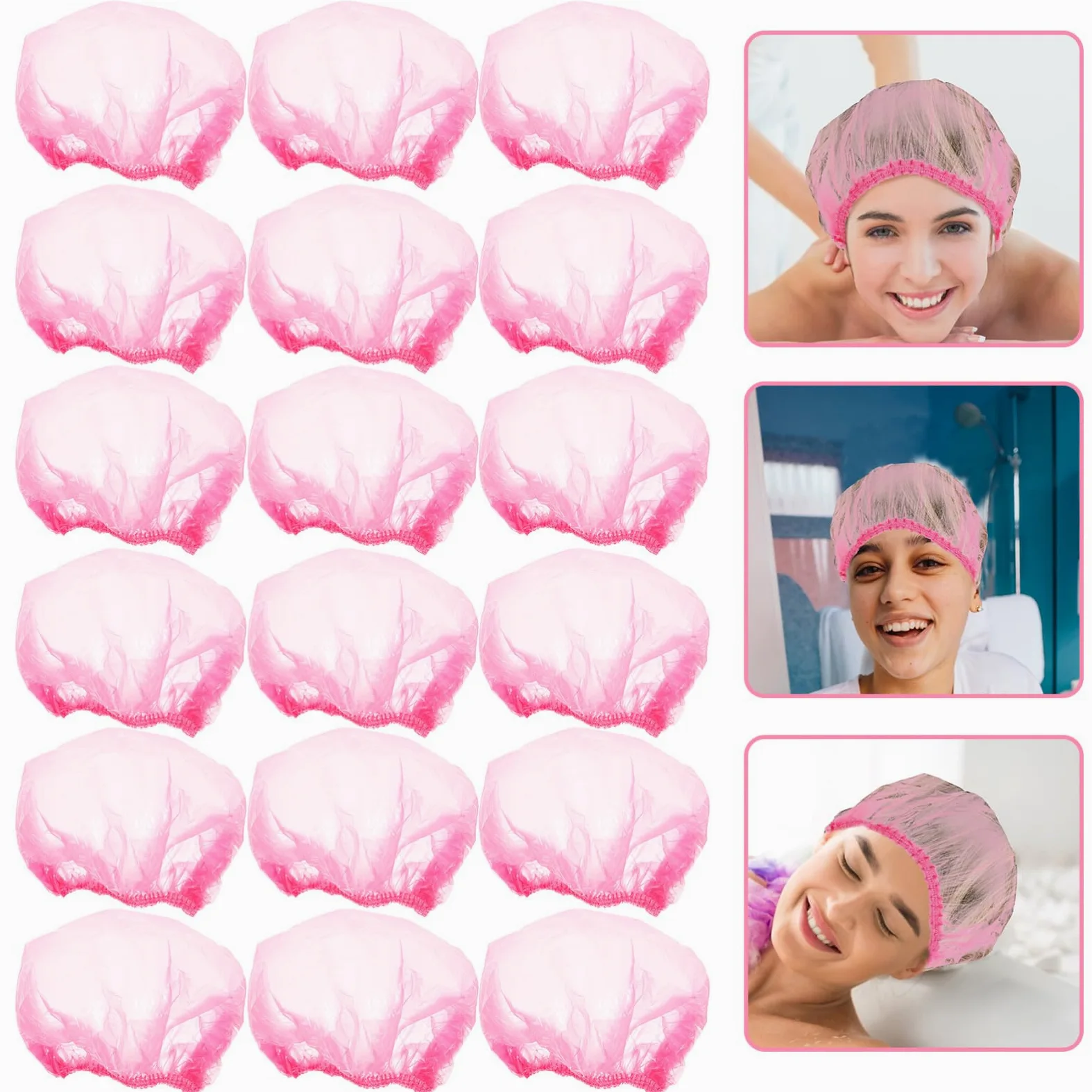 Homoyoyo 500 Pezzi Cuffie Doccia Donna Impermeabili Rosa, Design Elastico Large 44cm, Monouso per Spa, Casa e Cura Estetica Chioma
