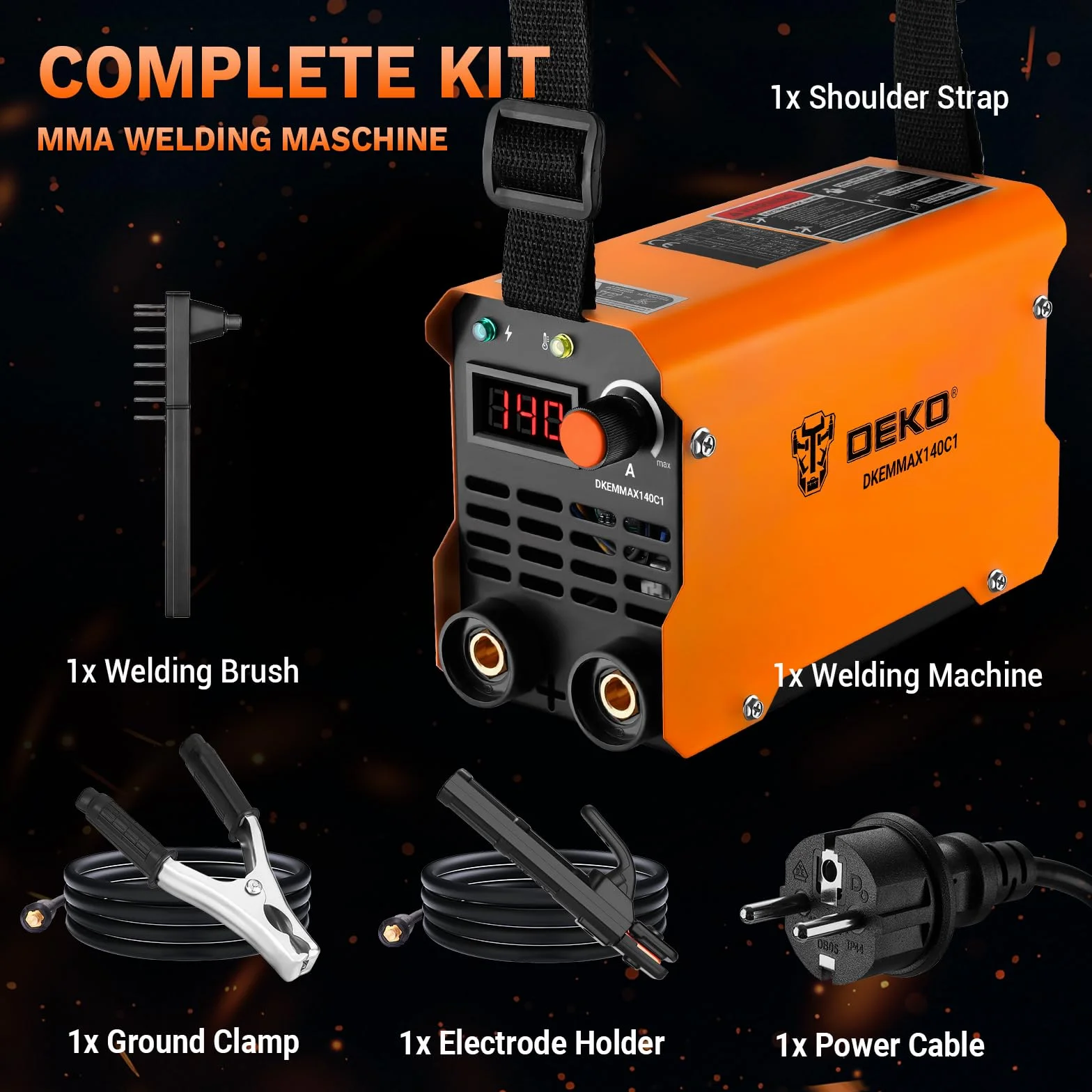 DEKO Saldatrice Inverter Elettrodo 220V 140A MMA ARC Welder Portatile