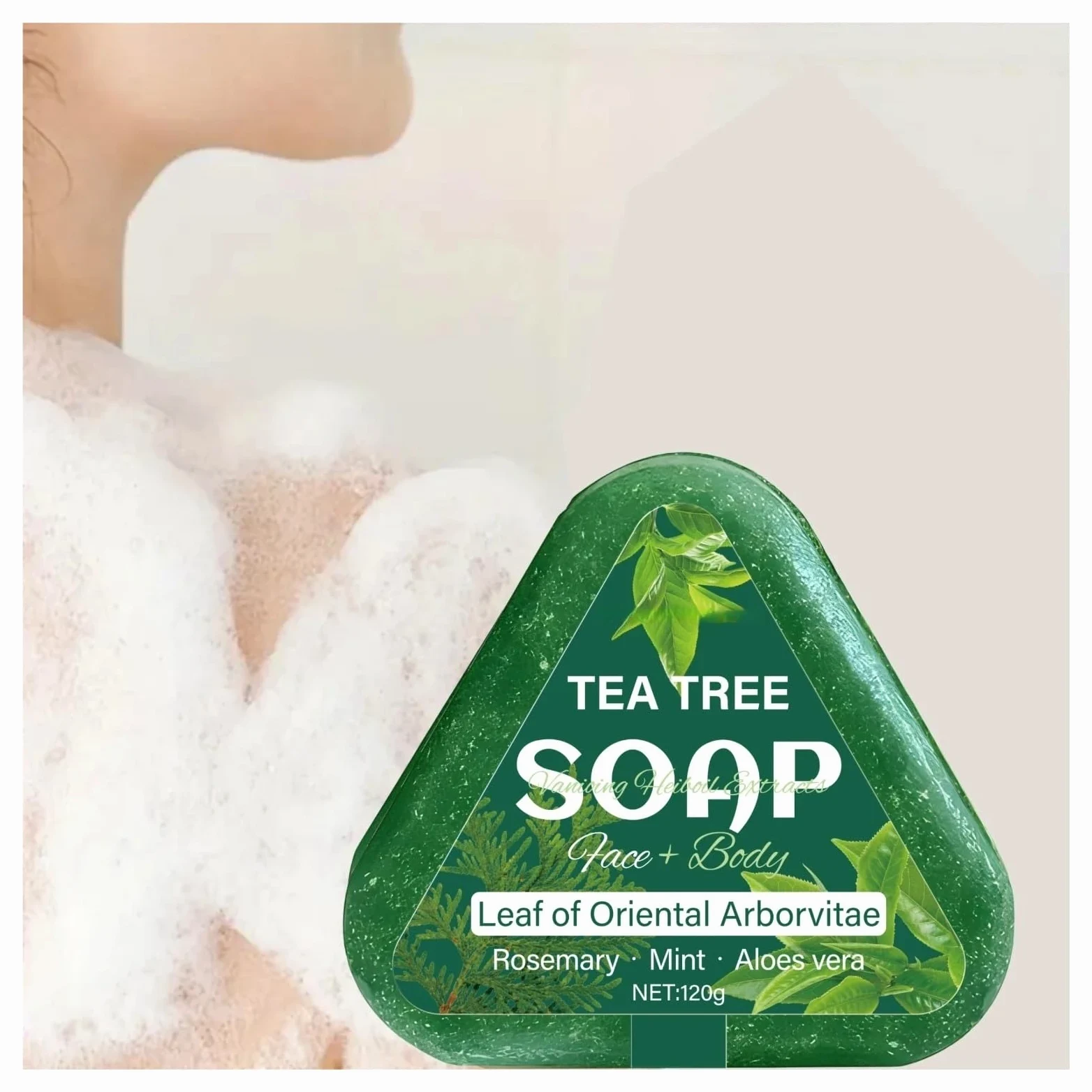 sapone all’albero del tè Shampoo solido all'albero del tè 120 g con acido ialuronico