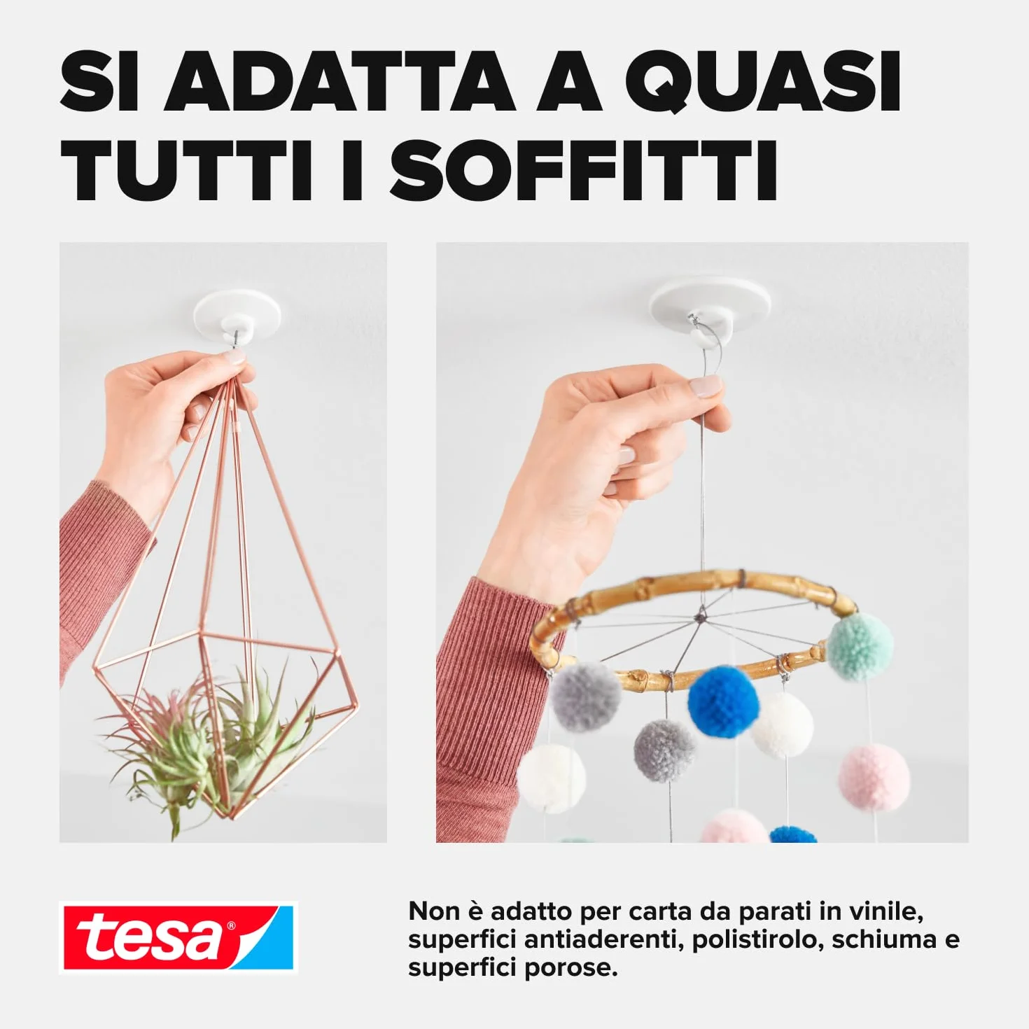 tesa Gancio A Soffitto Bianco 13 x 120 x 140 mm