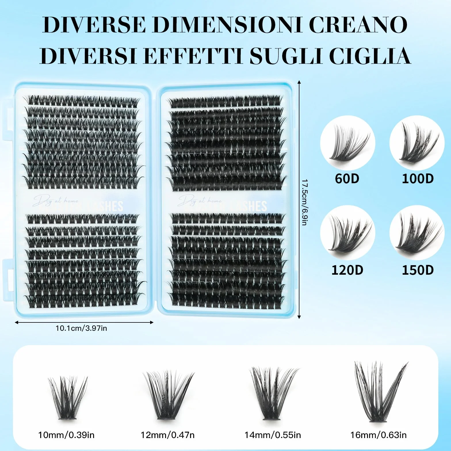 VEGCOO 560 Pezzi Ciglia Finte Extension Ciglia, 60-100-120-150D Curl Ciglia Finte Ciuffetti, 10-16mm Kit di Extension per Ciglia, DIY Eyelash Extension per Ragazze e Donne Principianti