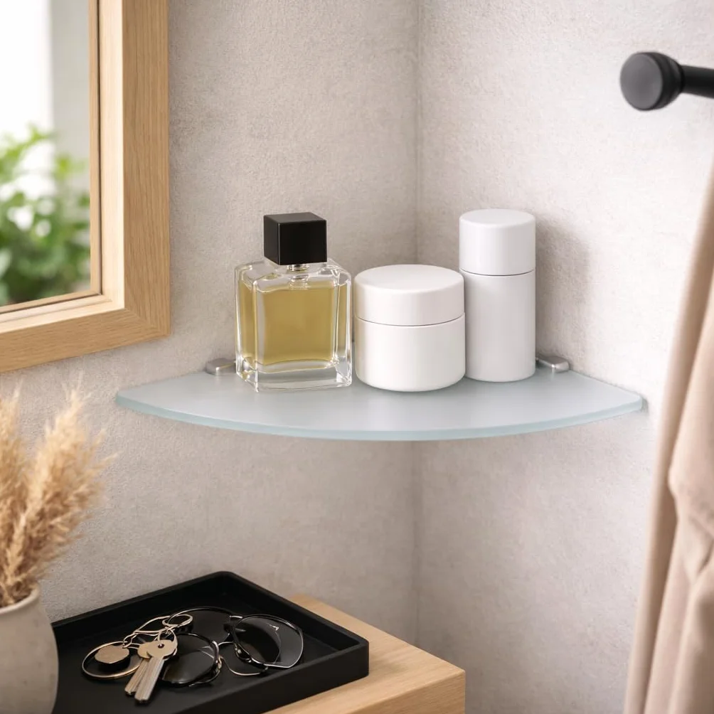 Mensola da parete in vetro di sicurezza 6 mm bianco satinato 35 x 35 cm