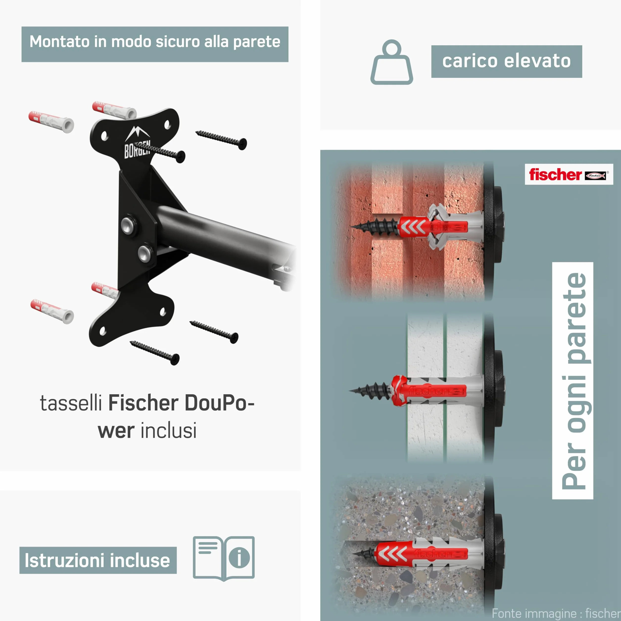 Borgen Supporto da parete per bicicletta regolabile pieghevole con imbottitura extra morbida