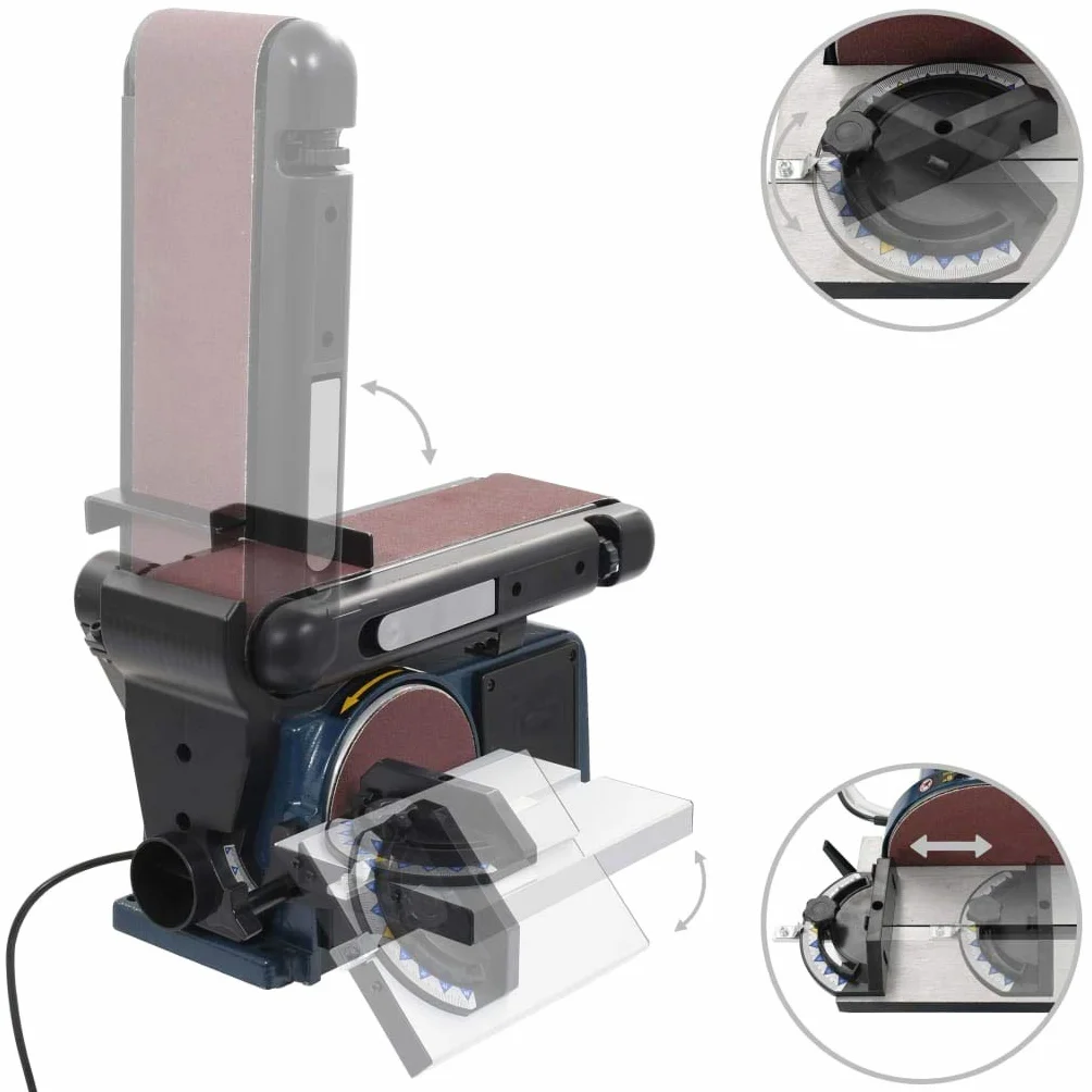 vidaXL Levigatrice a Nastro e a Disco Elettrica 370 W 150 mm Inclinabile con Goniometro