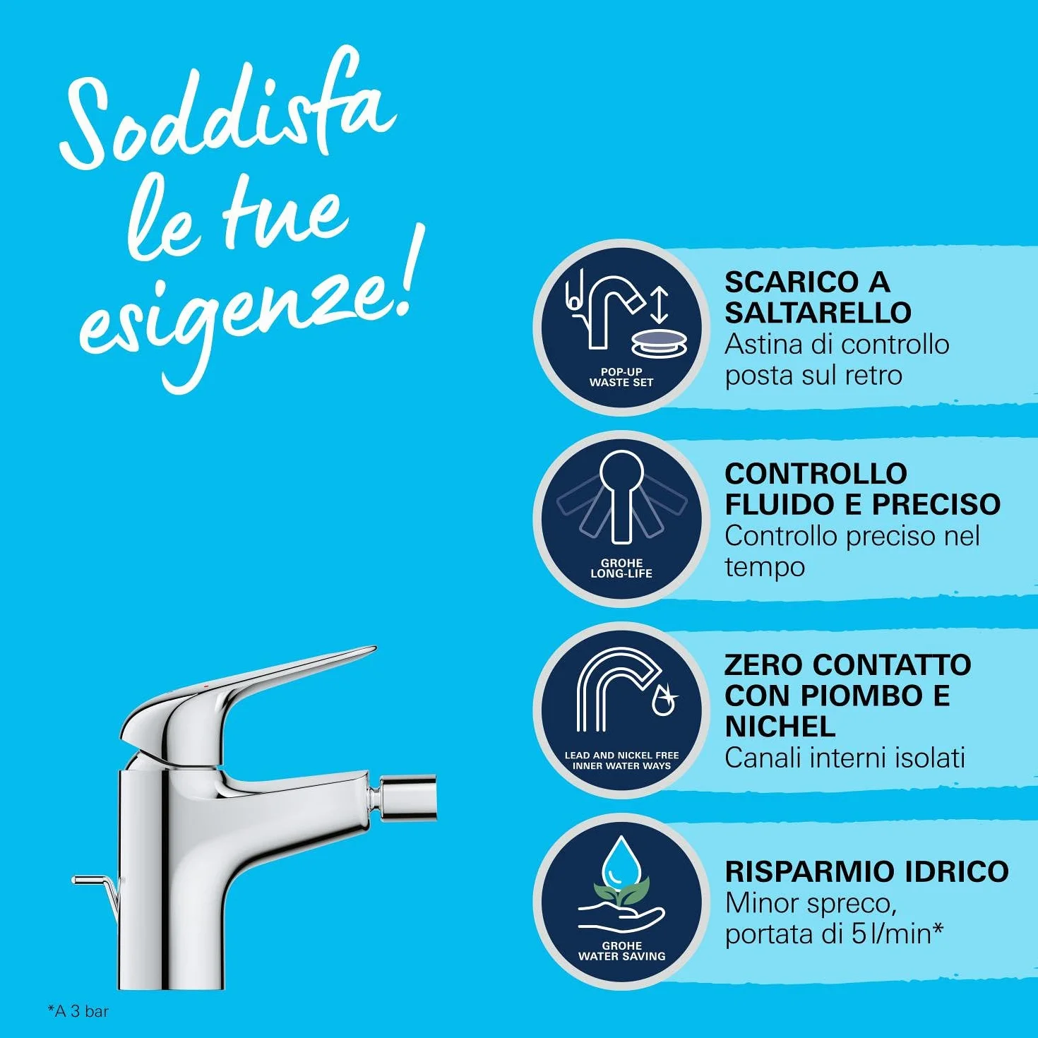 GROHE Swift Miscelatore monocomando per bidet, cromo