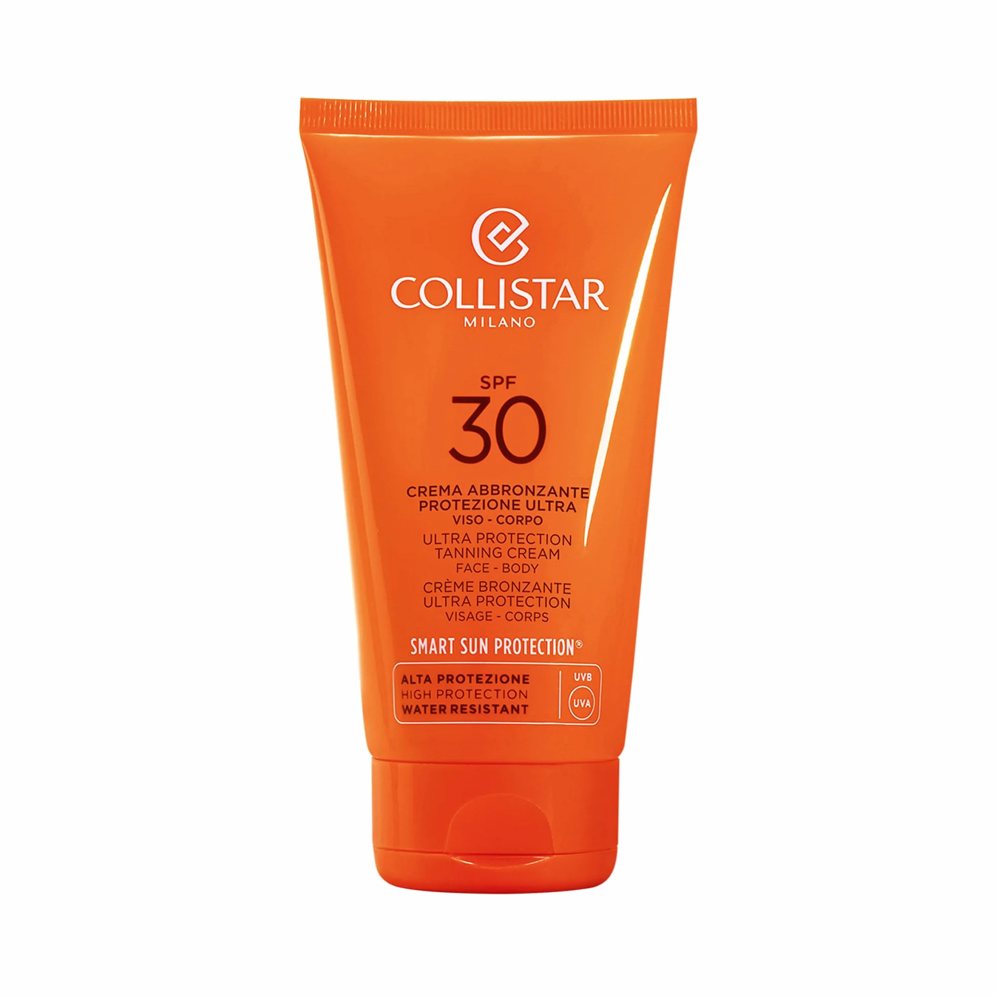 Collistar Crema Abbronzante Protezione Ultra SPF 30, Viso e Corpo per un Abbronzatura Dorata, Azione Protettiva di Capillari, Macchie e Tatuaggi, 150 ml.